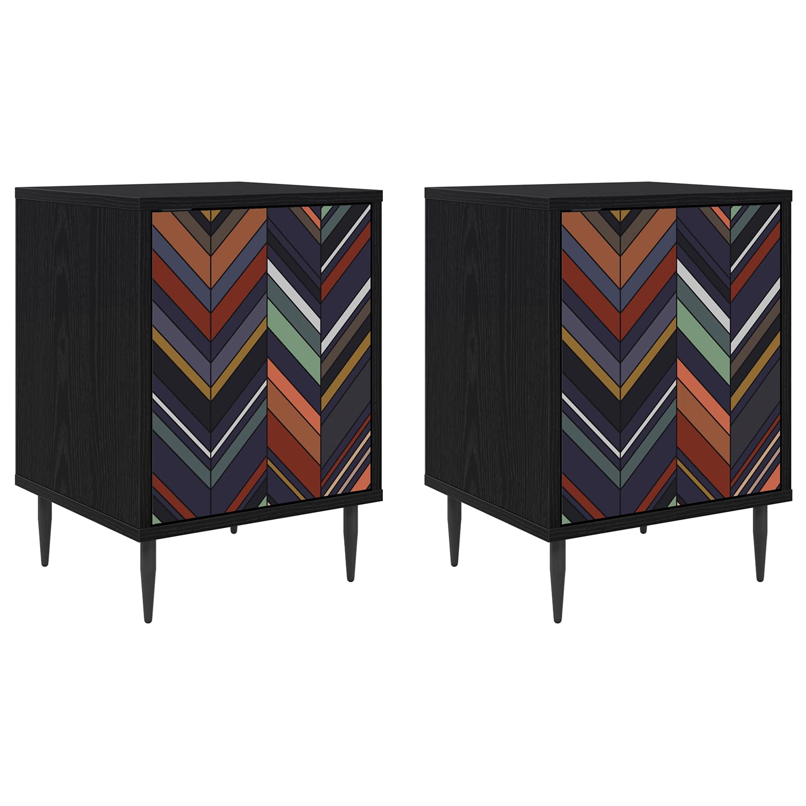Table de chevet OMMEN 2 pc Chêne noir 36 x 33 x 51 cm