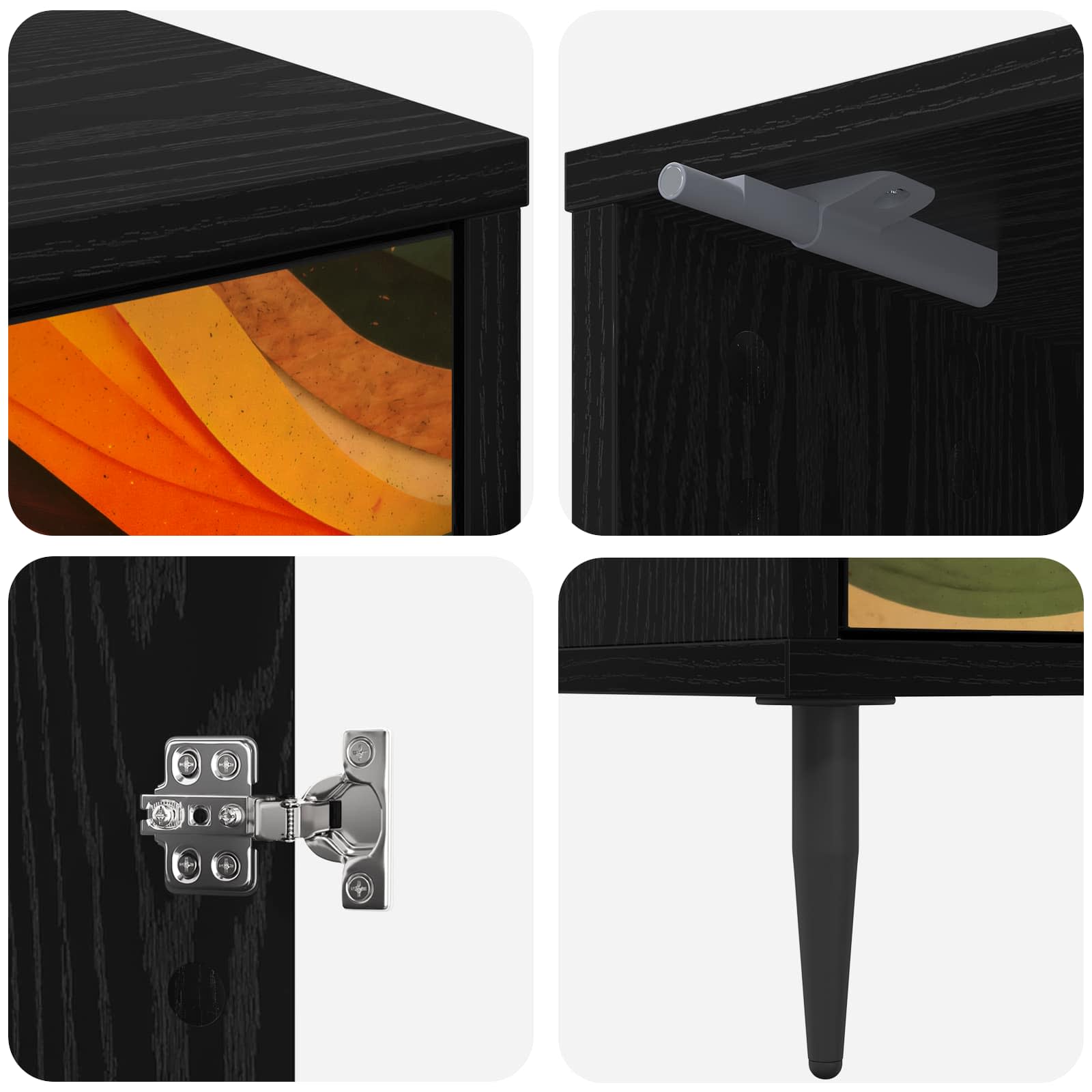 Table de chevet BONN 2 pc Chêne noir 36 x 33 x 51 cm