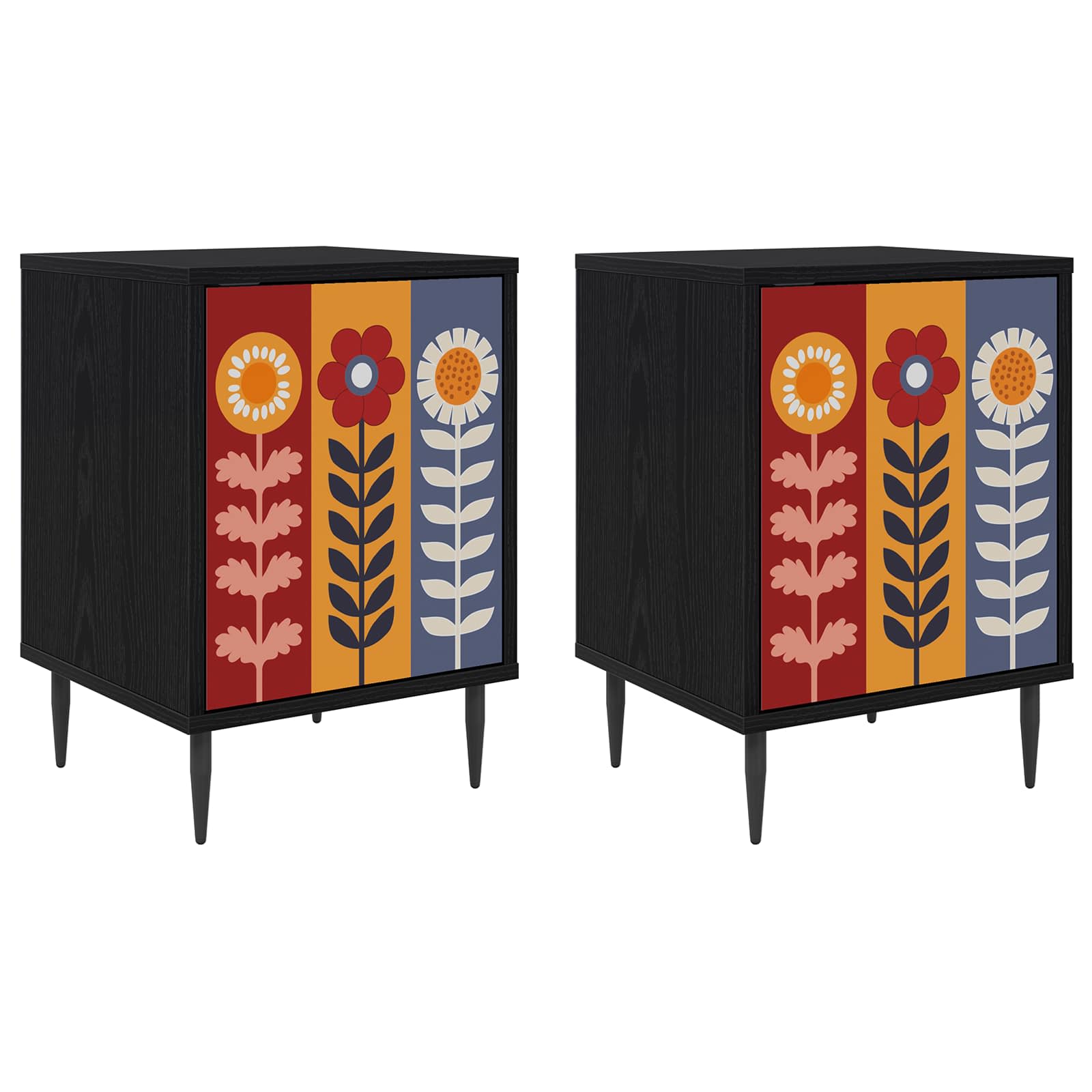Table de chevet ESSEN 2 pc Chêne noir 36 x 33 x 51 cm