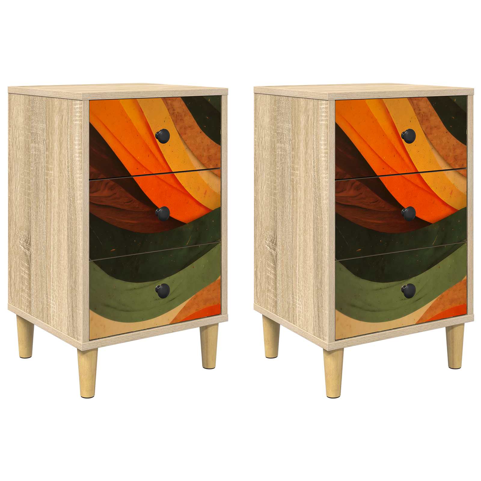 Table de chevet ZAANDAM 2 pc Chêne Sonoma 36 x 33 x 60 cm