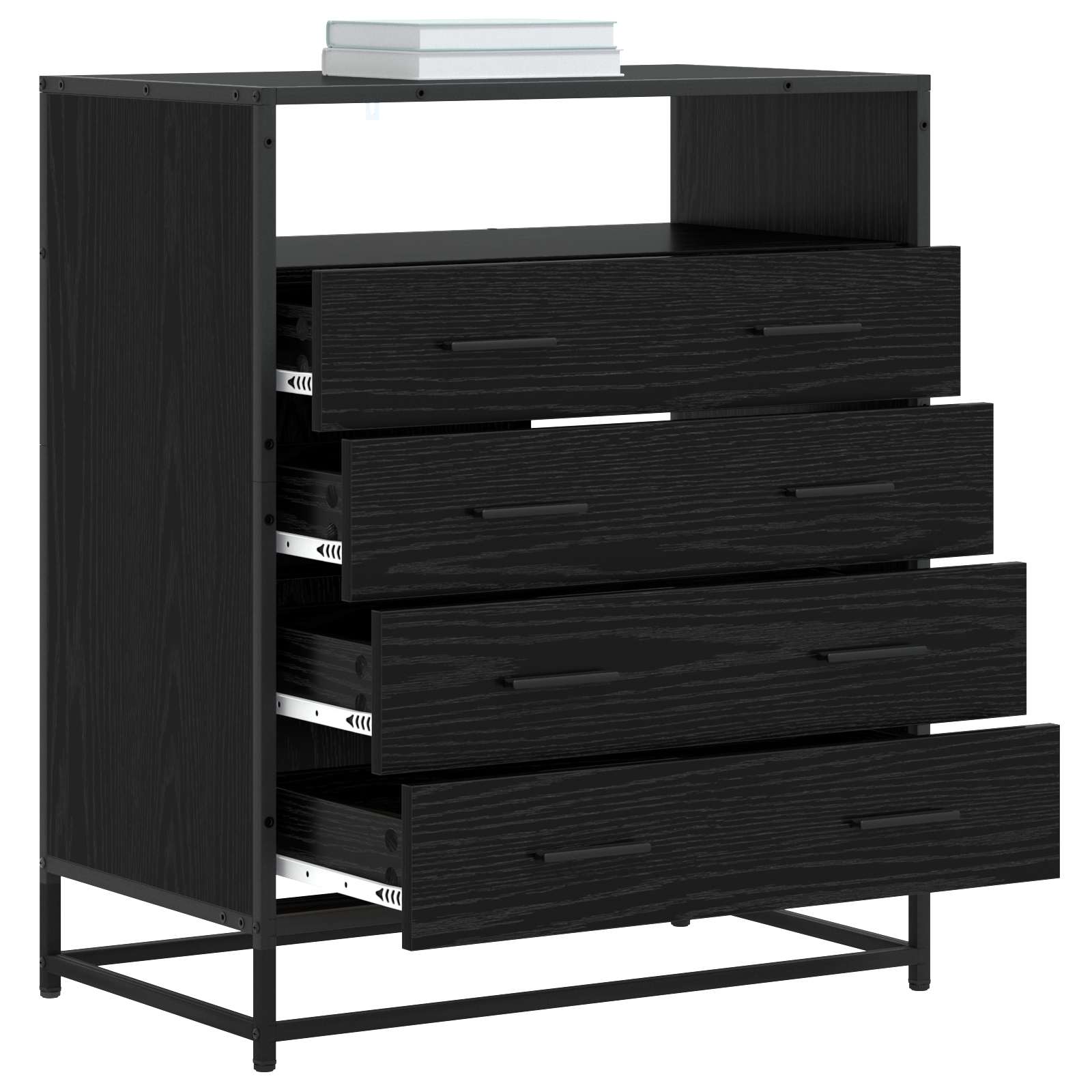 Armoire à tiroirs 4-Tiroir Chêne noir 70 x 41 x 83,5 cm