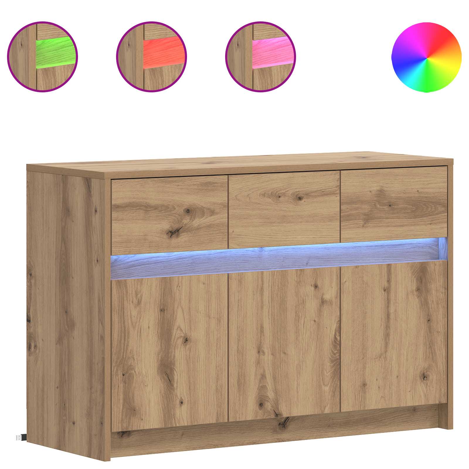 Meuble TV 91 x 34 x 61 cm Chêne artisanal Bois d'ingénierie - XIOS