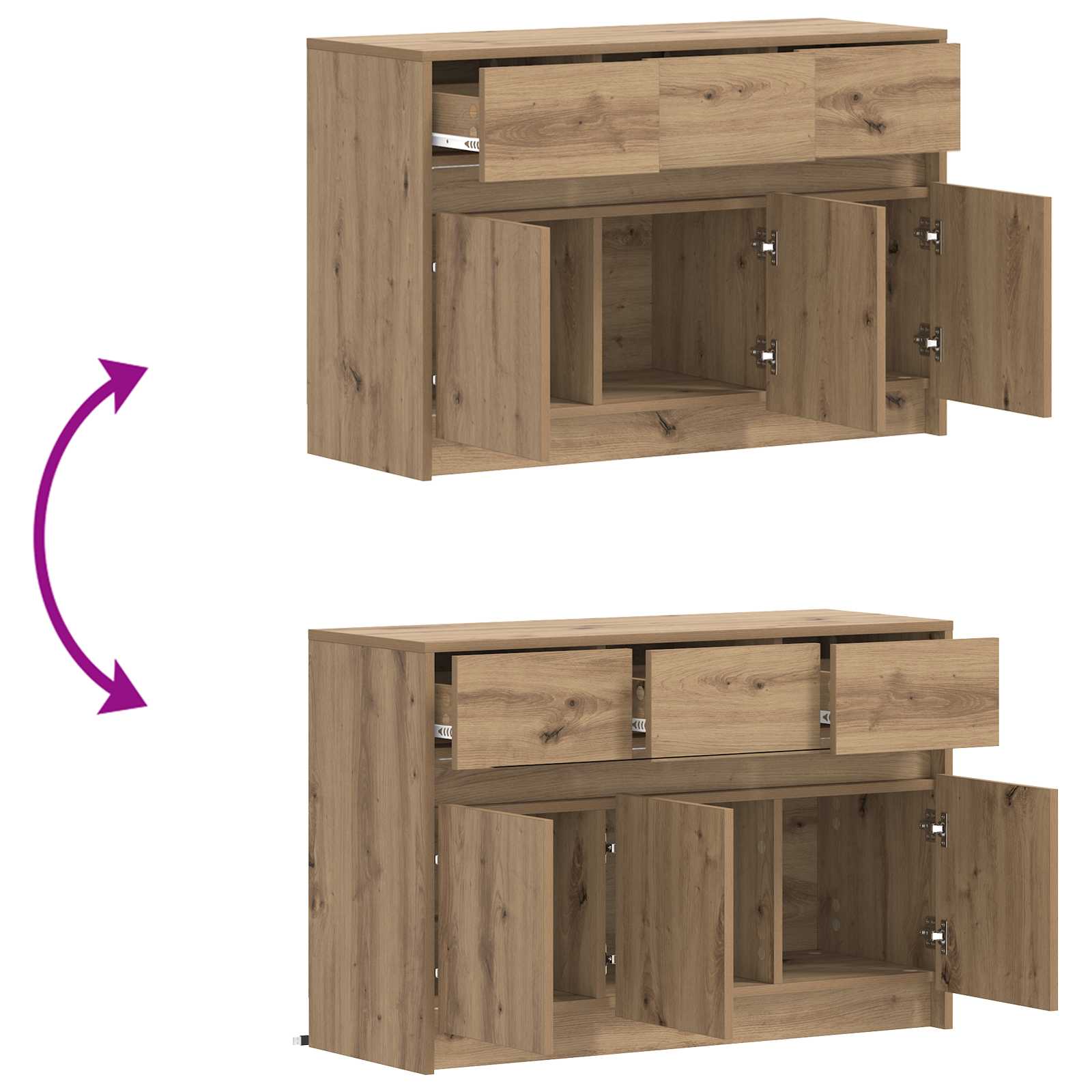Meuble TV 91 x 34 x 61 cm Chêne artisanal Bois d'ingénierie - XIOS