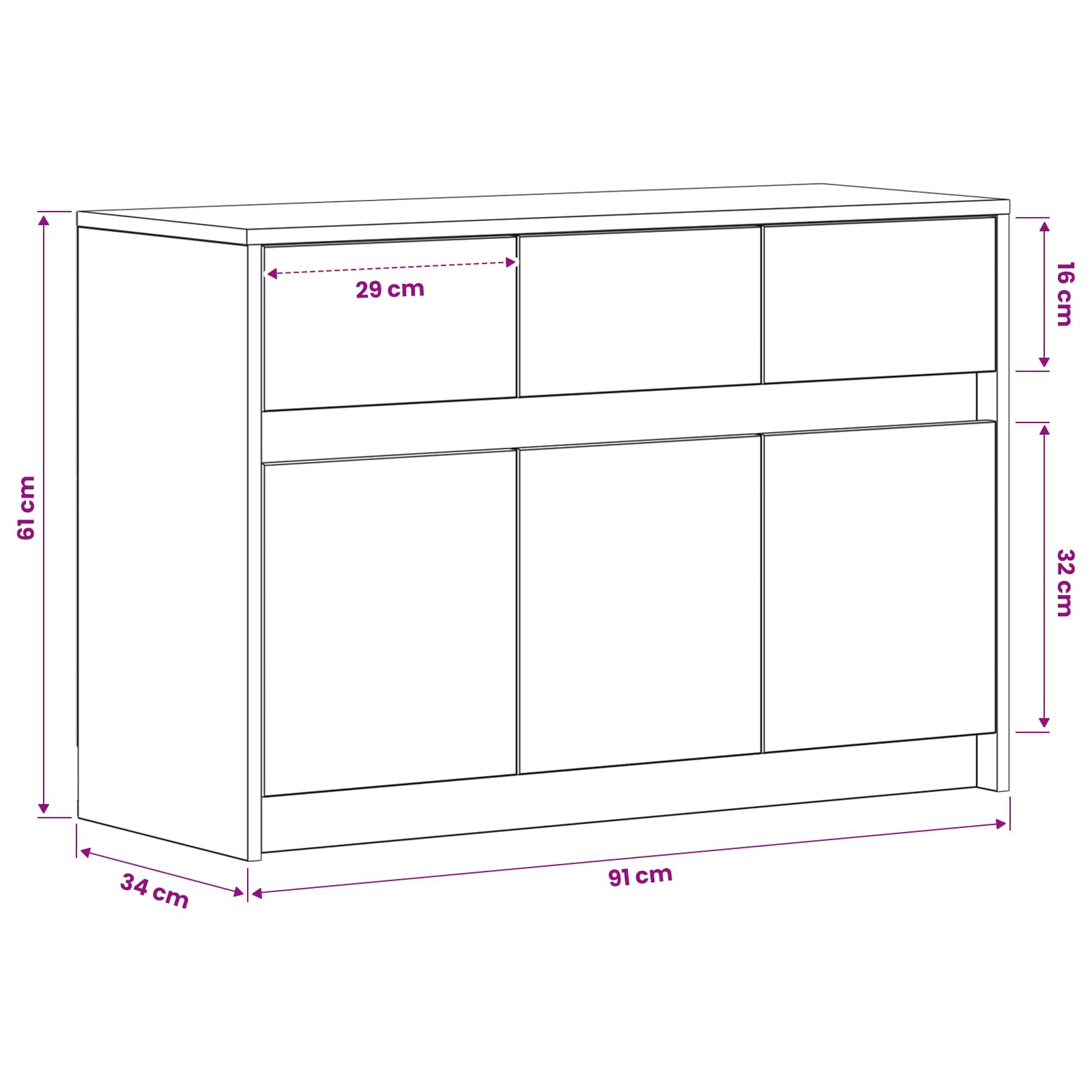 Meuble TV 91 x 34 x 61 cm Chêne noir Bois d'ingénierie