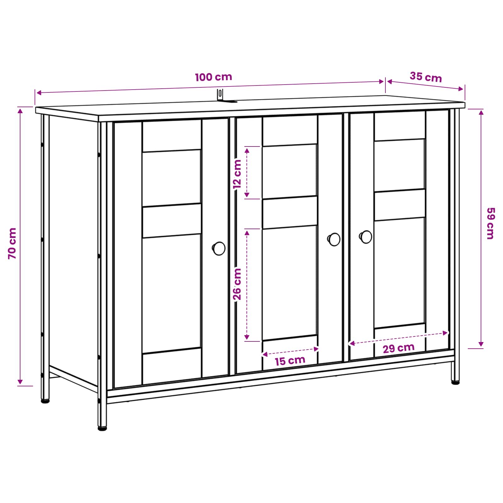 Buffet Bois ancien 100 x 35 x 70 cm Bois d'ingénierie