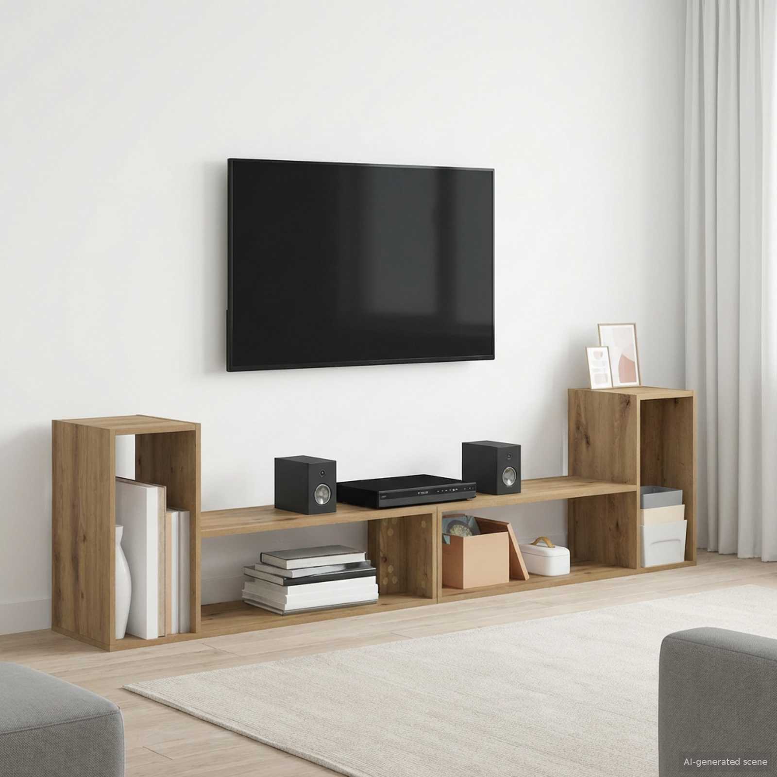 Meuble TV 100 x 30 x 50 cm Chêne artisanal Bois d'ingénierie - XIOS