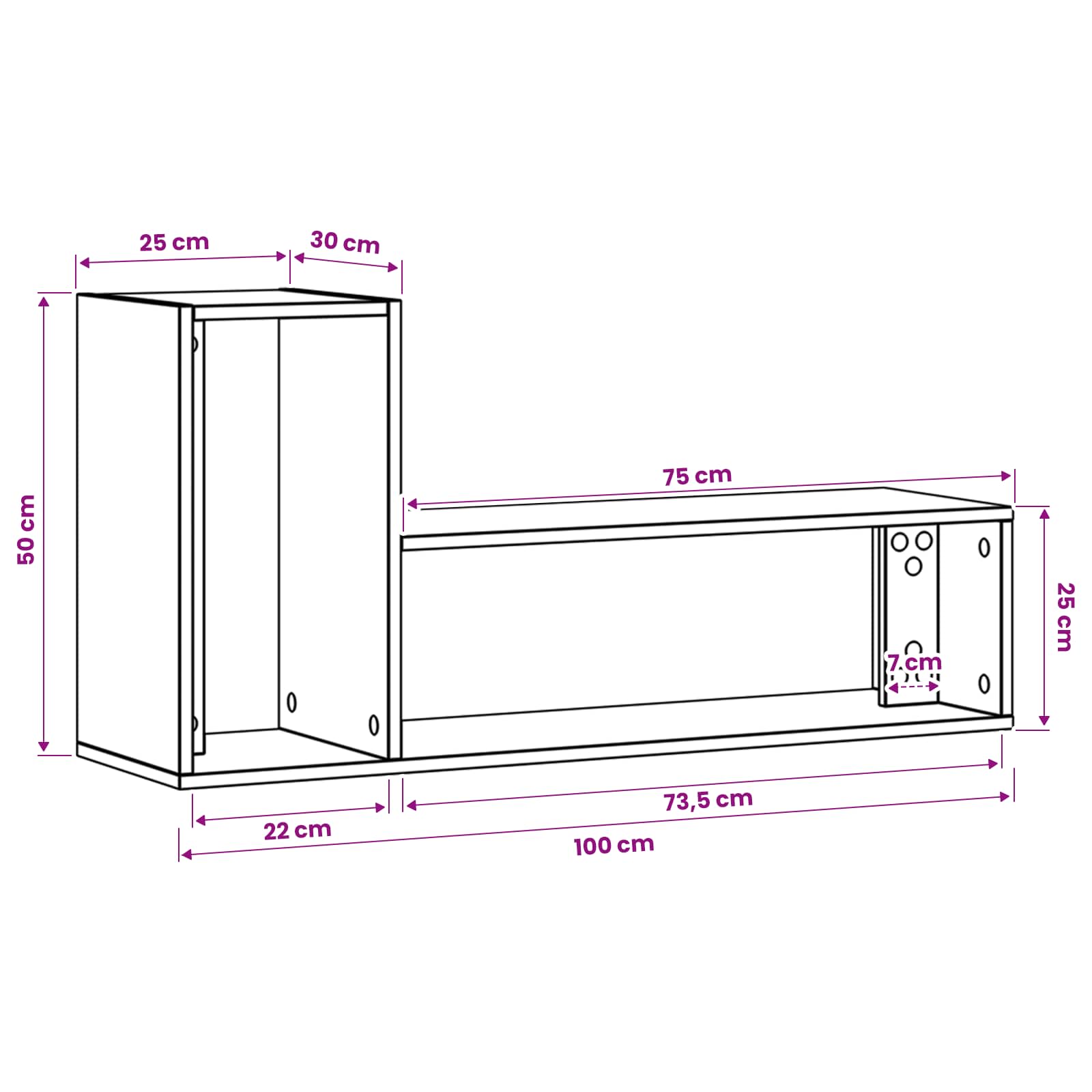 Meuble TV 100 x 30 x 50 cm Chêne noir Bois d'ingénierie