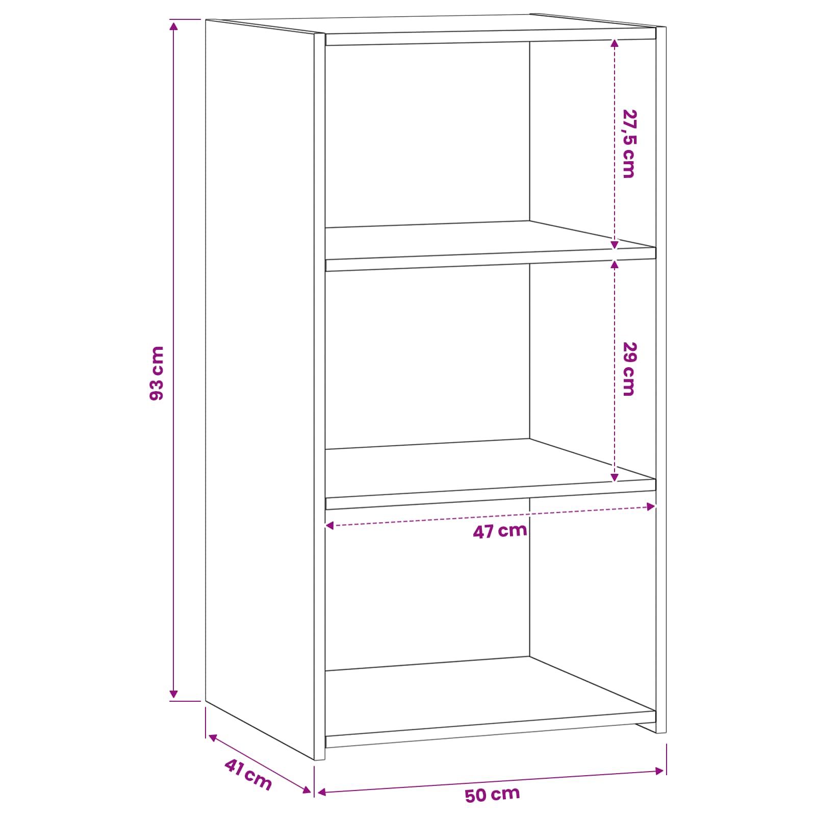 Buffet Bois ancien 50 x 41 x 93 cm Bois d'ingénierie