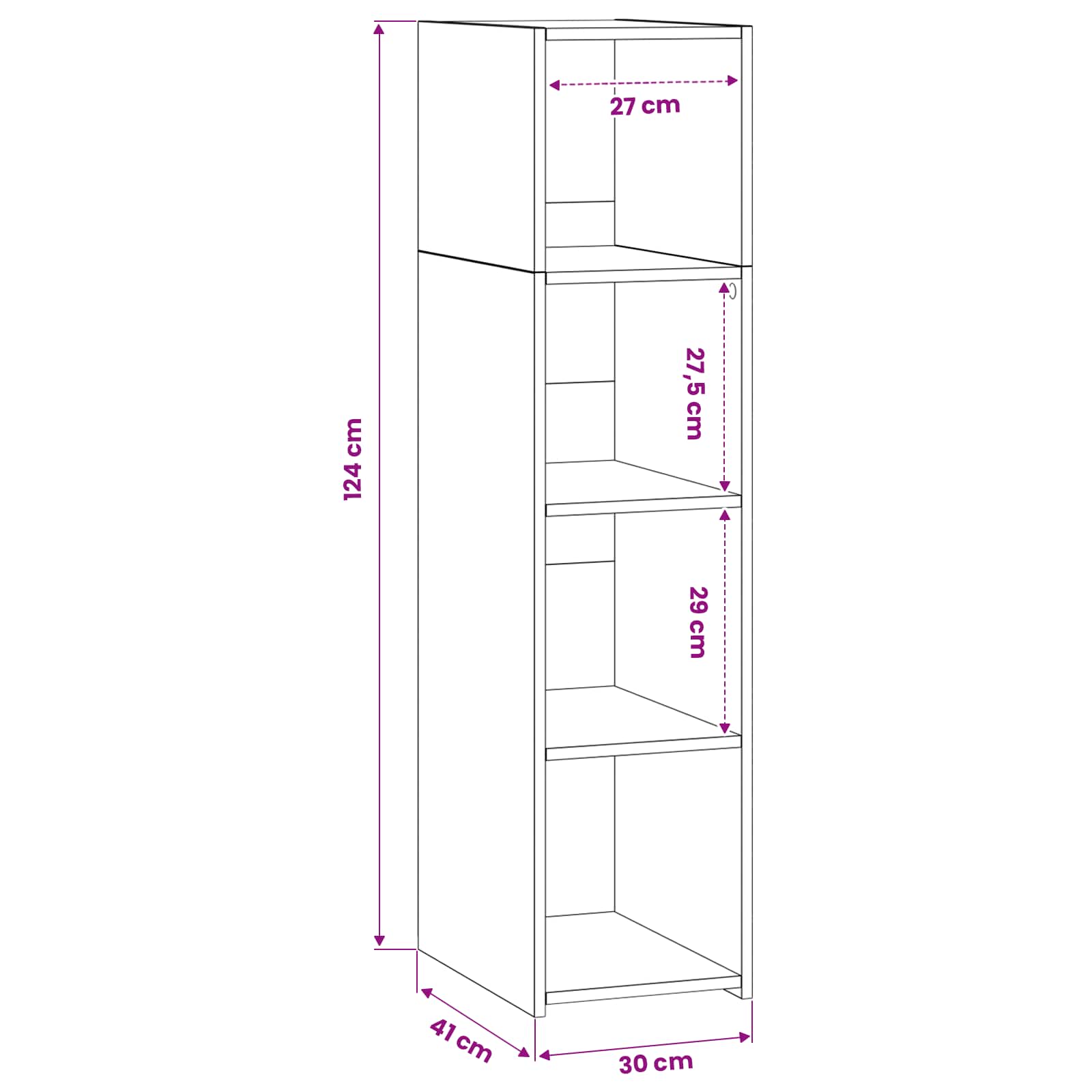 Haut Armoire Bois ancien 30 x 41 x 124 cm Bois d'ingénierie
