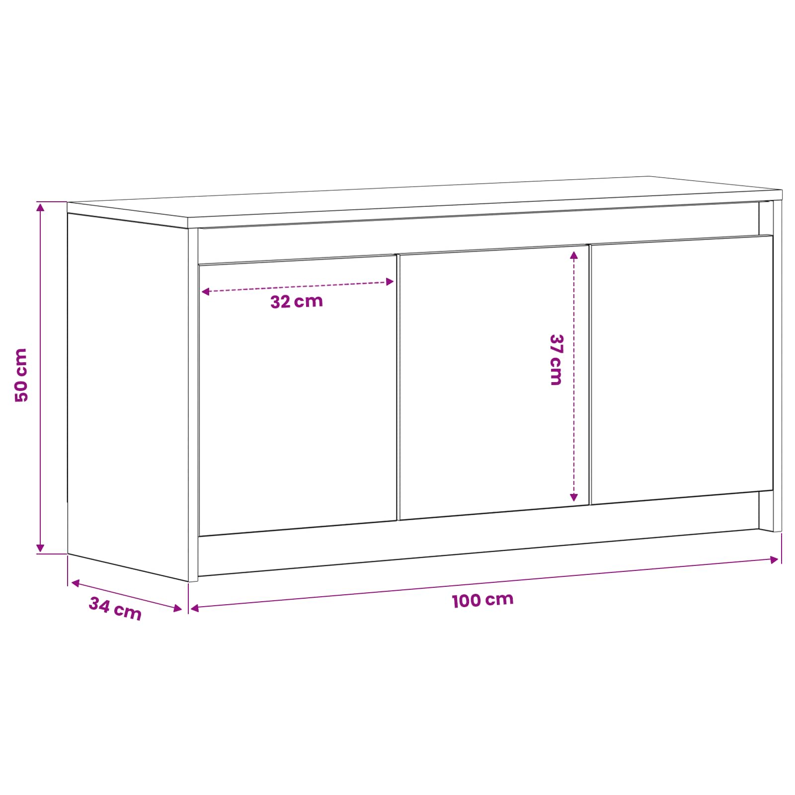 Meuble TV 100 x 34 x 50 cm Chêne artisanal Bois d'ingénierie