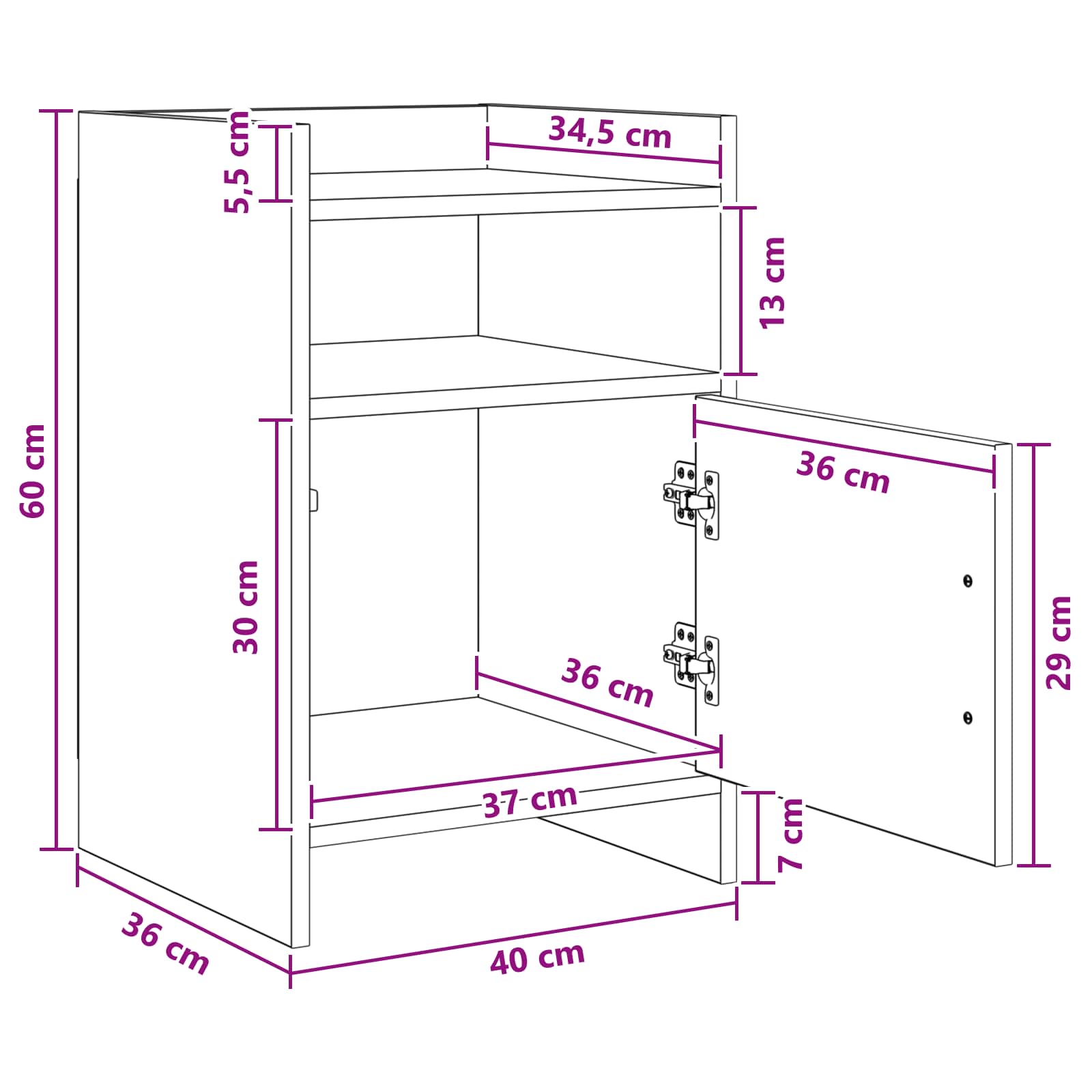 Tables de chevet 2 pcs Chêne fumé 40 x 36 x 60 cm