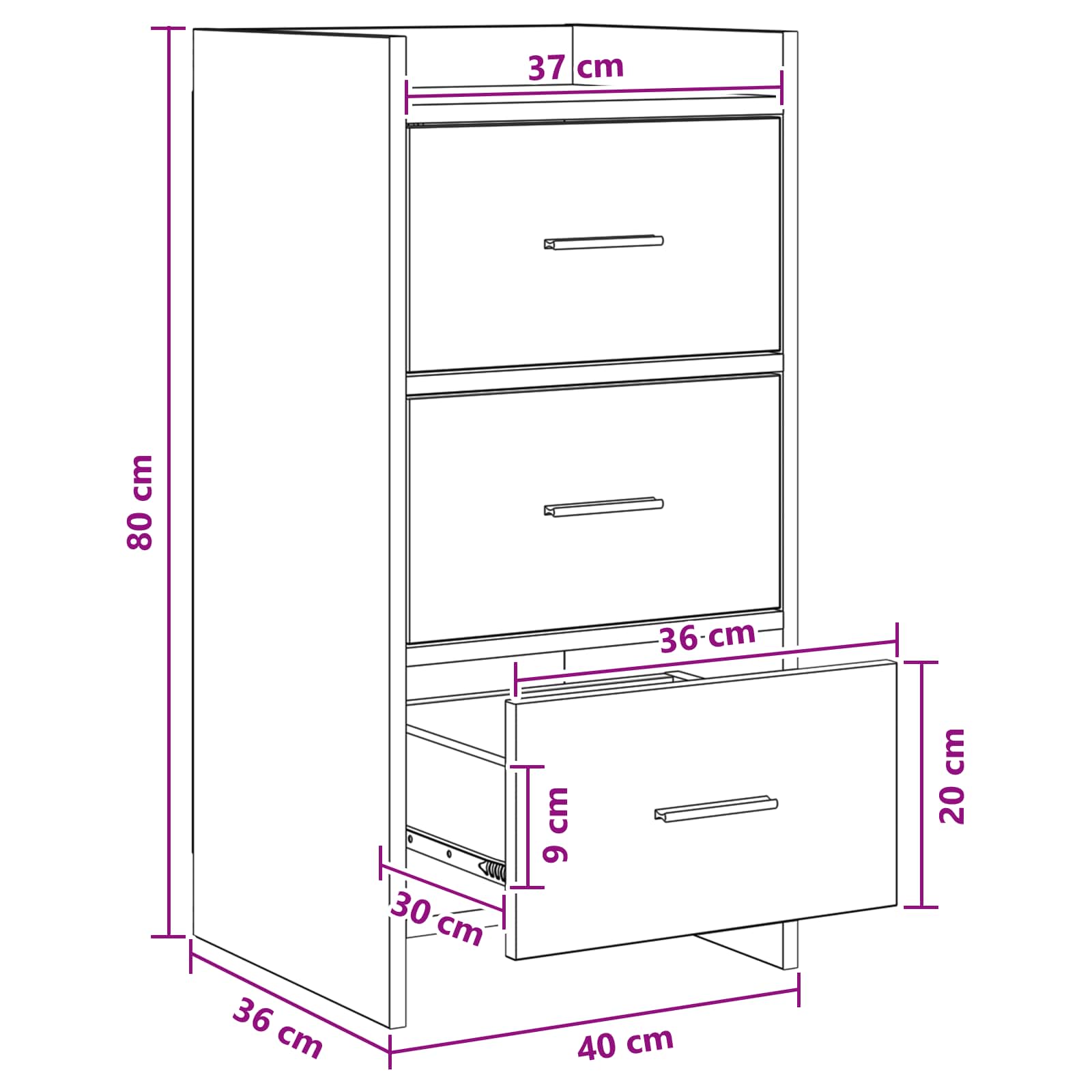Buffet Blanc 40 x 36 x 80 cm Bois d'ingénierie