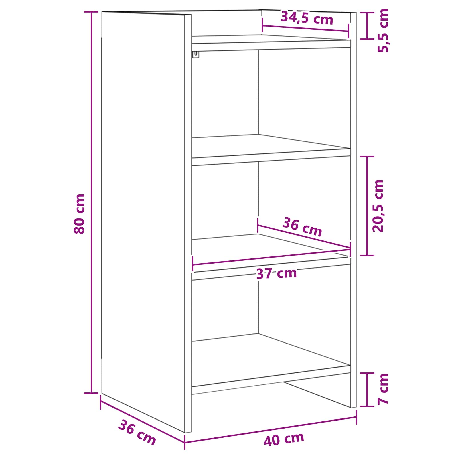 Buffet Blanc 40 x 36 x 80 cm Bois d'ingénierie - XIOS