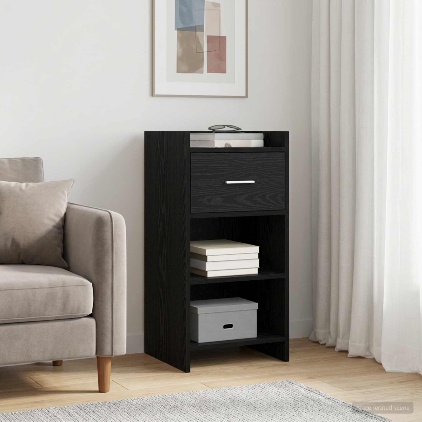 Buffet Chêne noir 40 x 36 x 80 cm Bois d'ingénierie - XIOS