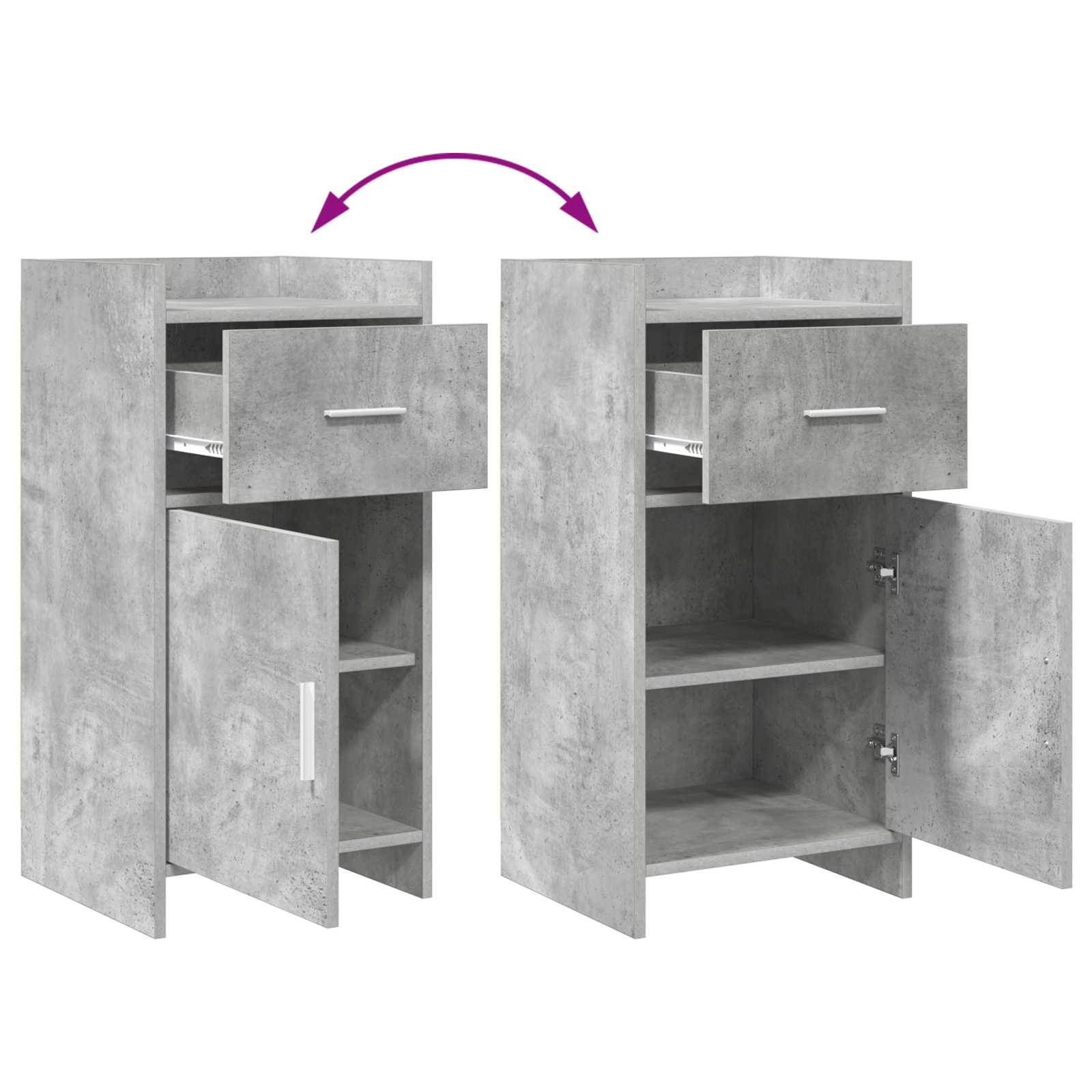 Buffet Gris béton 40 x 36 x 80 cm Bois d'ingénierie