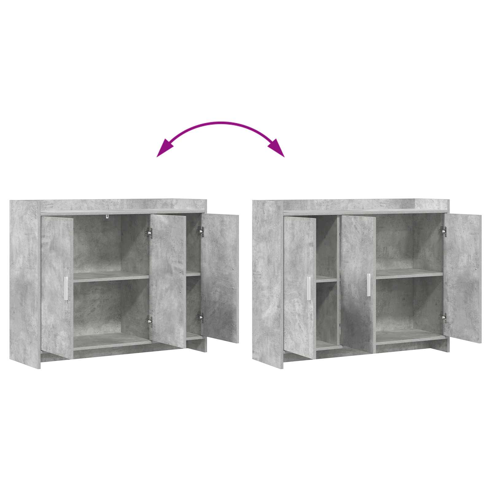 Buffet Gris béton 98,5 x 33 x 80 cm Bois d'ingénierie