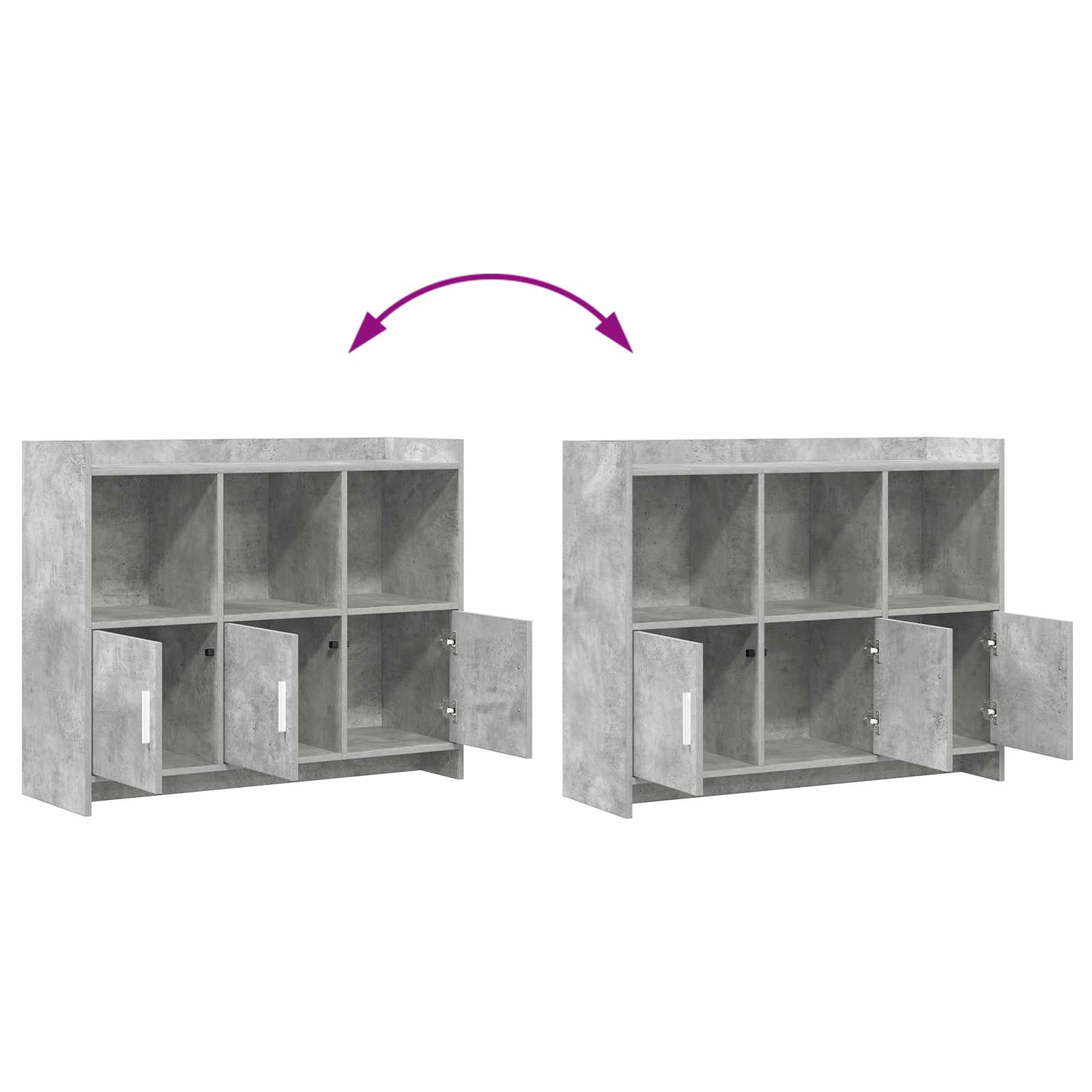Buffet Gris béton 98,5 x 33 x 80 cm Bois d'ingénierie