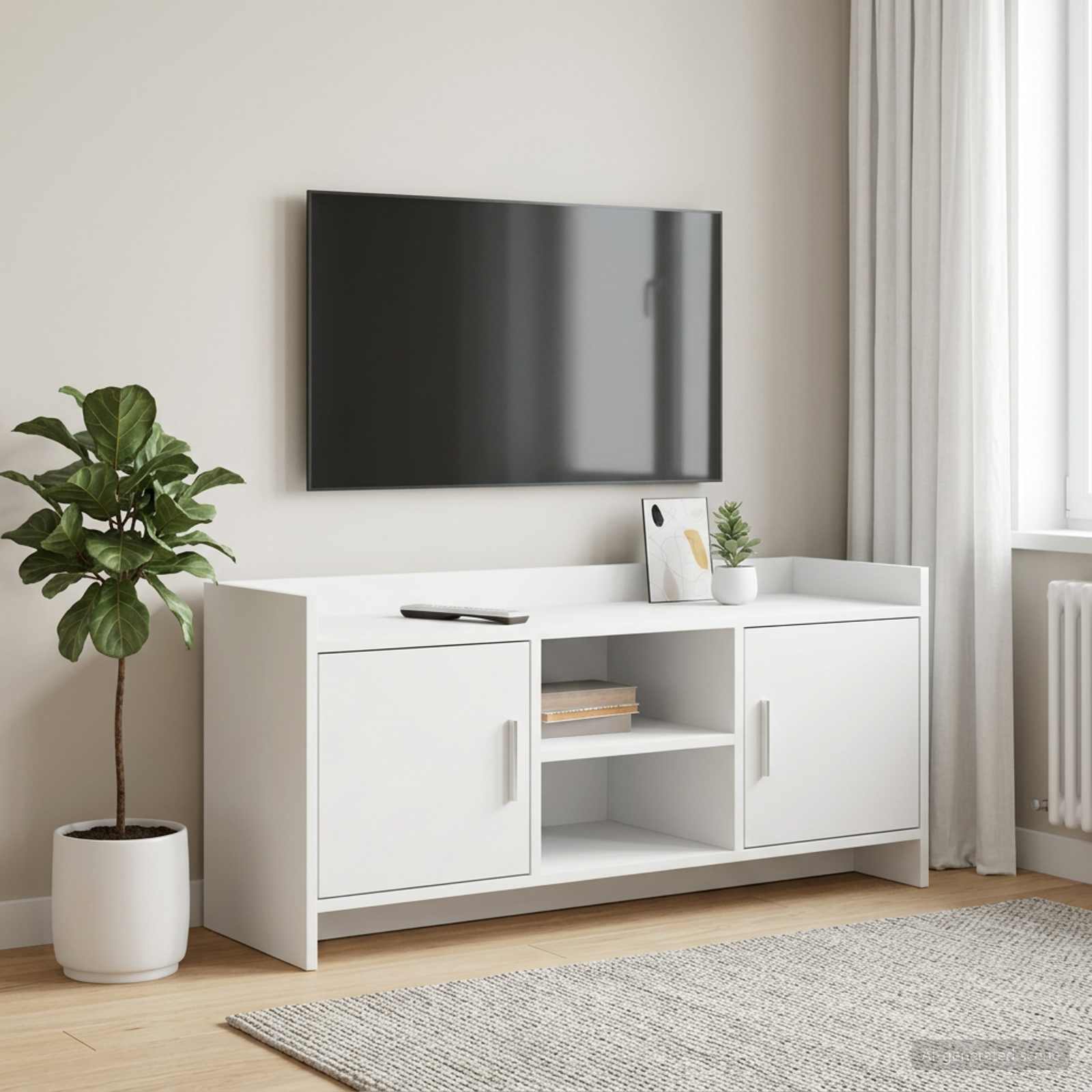 Meuble TV 102 x 33 x 47 cm Blanc Bois d'ingénierie - XIOS