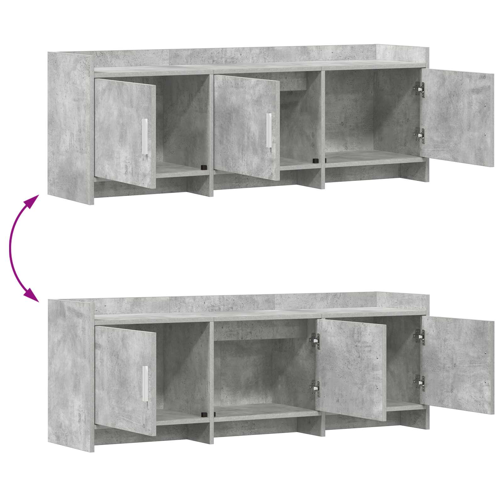 Meuble TV 130 x 33 x 47 cm Gris béton Bois d'ingénierie
