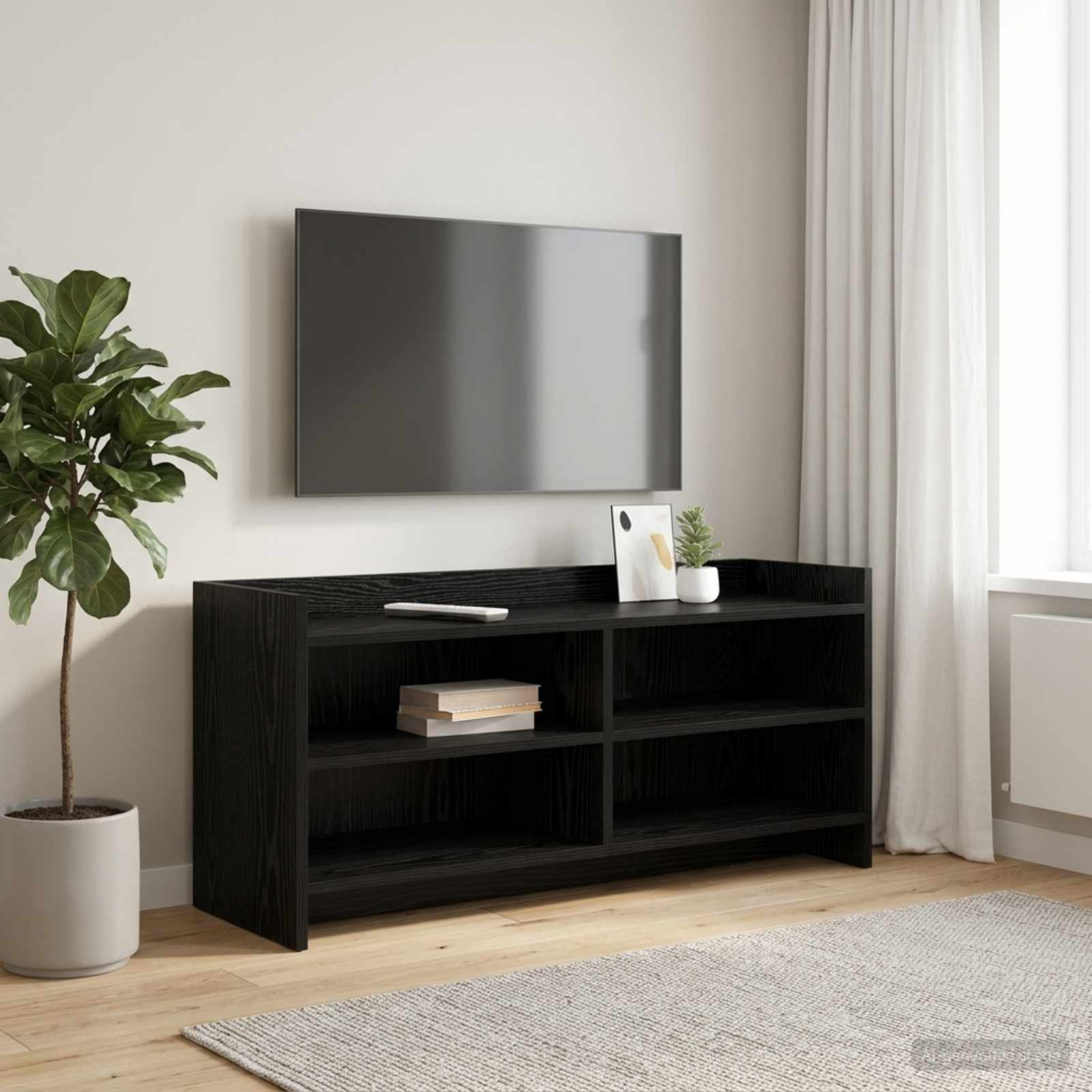 Meuble TV 100 x 33 x 47 cm Chêne noir Bois d'ingénierie - XIOS