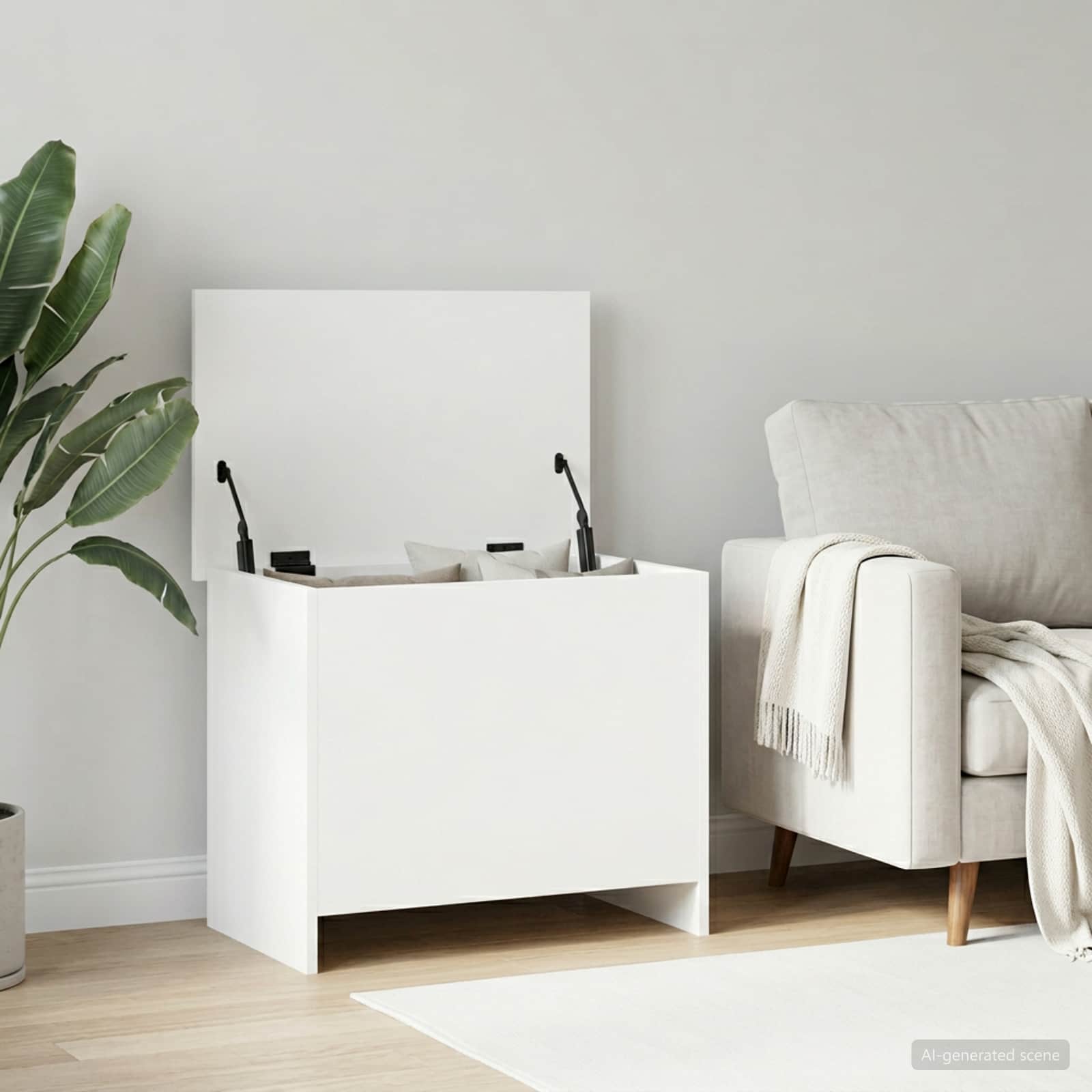 Coffre de rangement Blanc 60 x 40 x 50 cm Bois d'ingénierie - XIOS