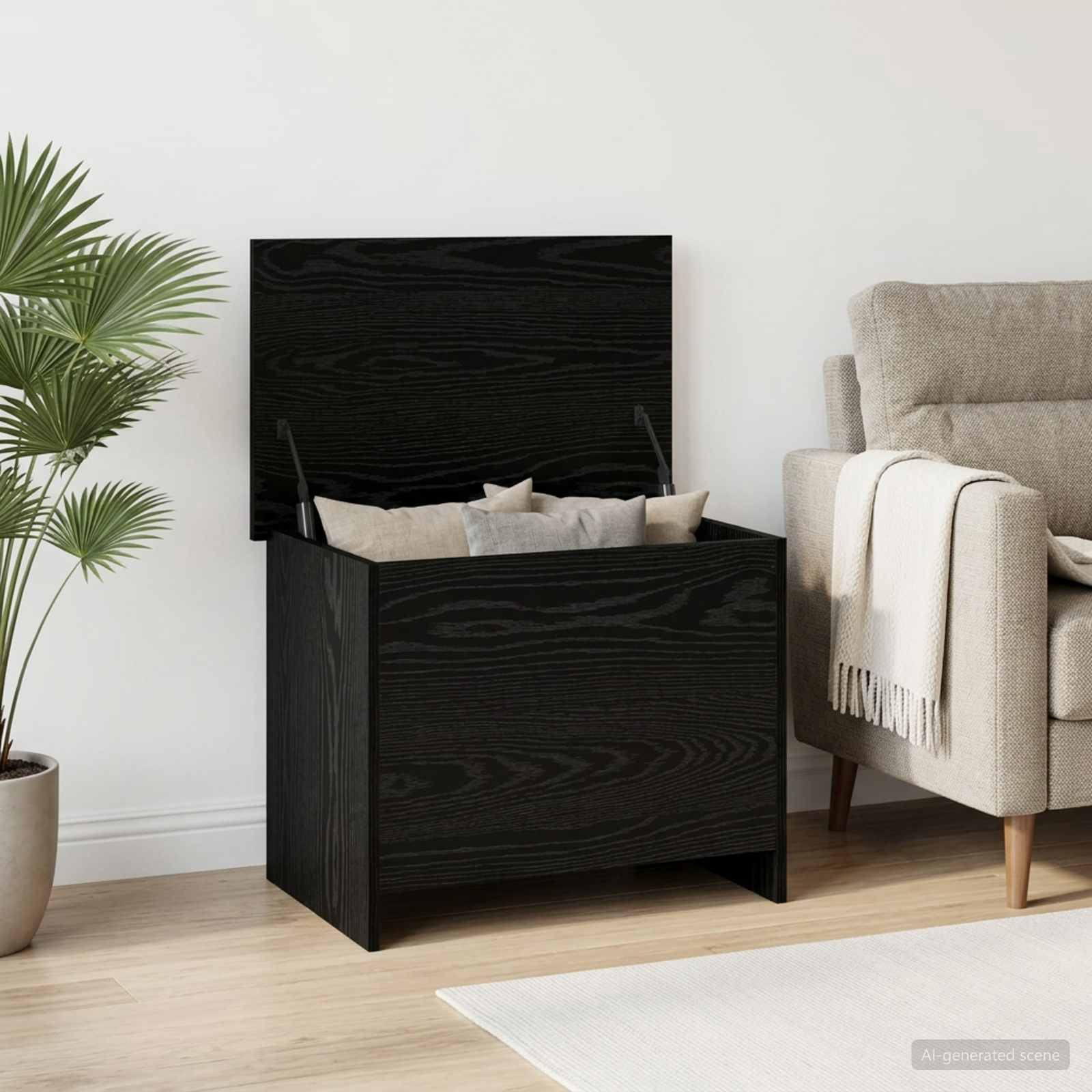 Coffre de rangement avec stockage Chêne noir 60 x 40 x 50 cm - XIOS