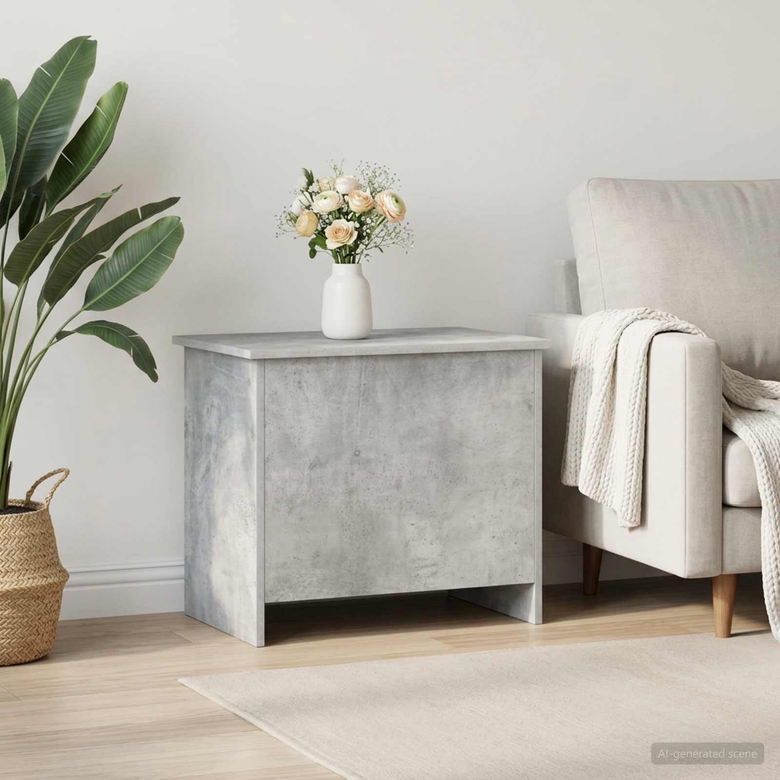 Coffre de rangement avec stockage Gris béton 60 x 40 x 50 cm