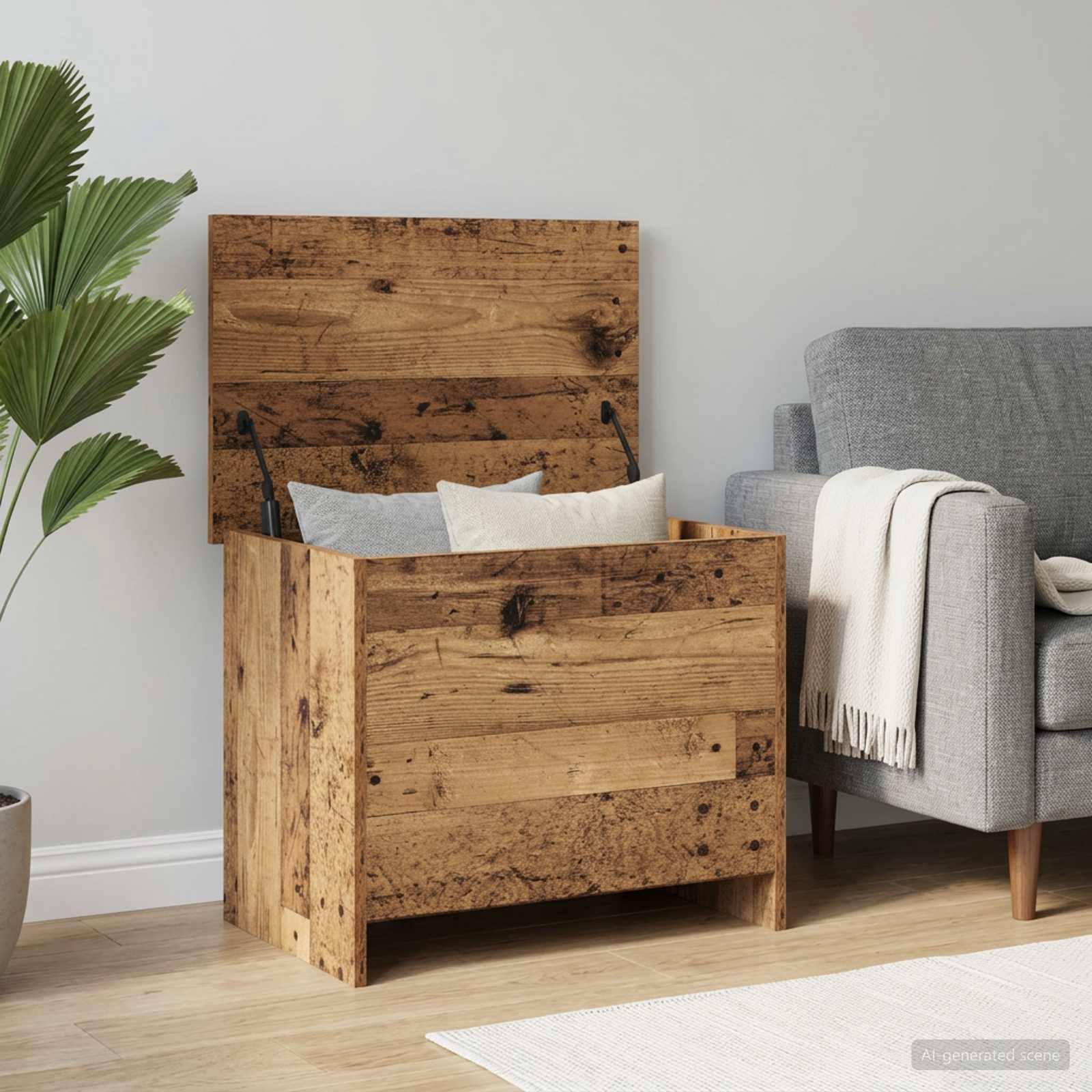 Coffre de rangement avec stockage Bois ancien 60 x 40 x 50 cm