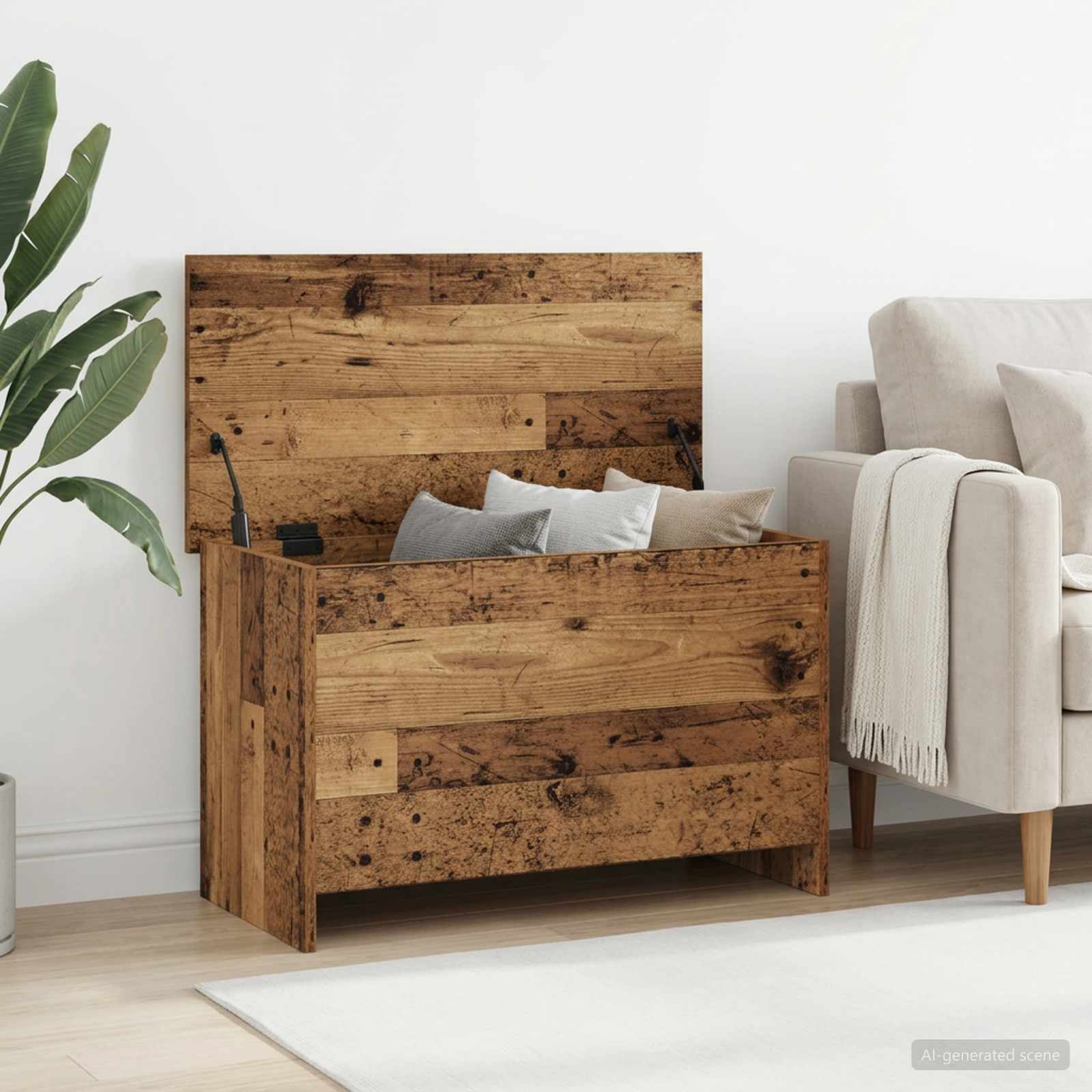 Coffre de rangement avec stockage Bois ancien 80 x 40 x 50 cm - XIOS
