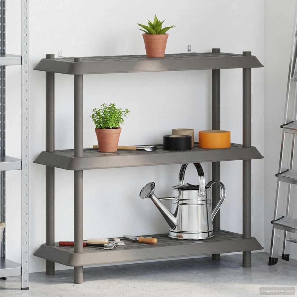 Unité de rangement 3 niveaux 100 x 40 x 96 cm PP Gris clair - XIOS