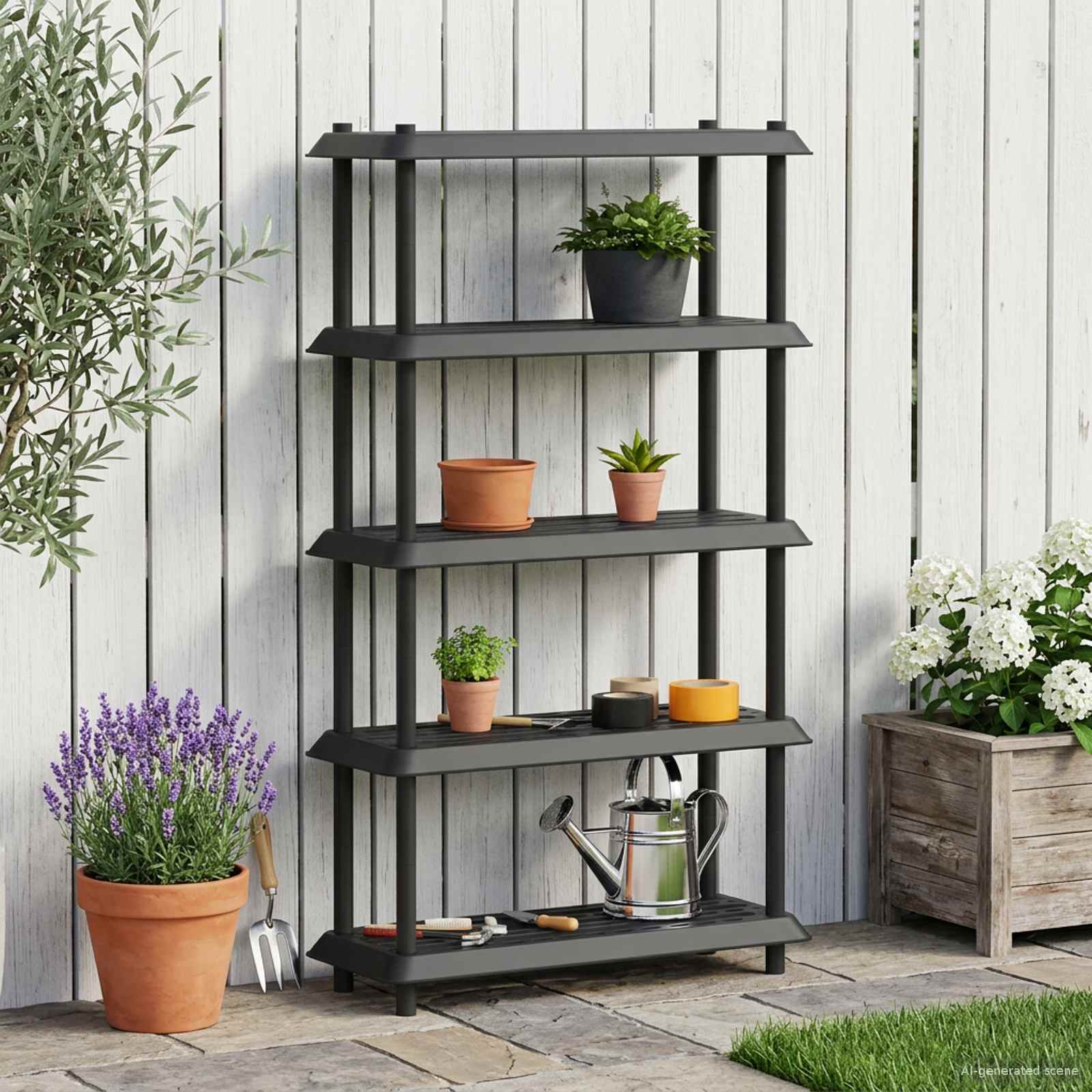 Unité de rangement 5 niveaux 100 x 40 x 177 cm PP Anthracite - XIOS