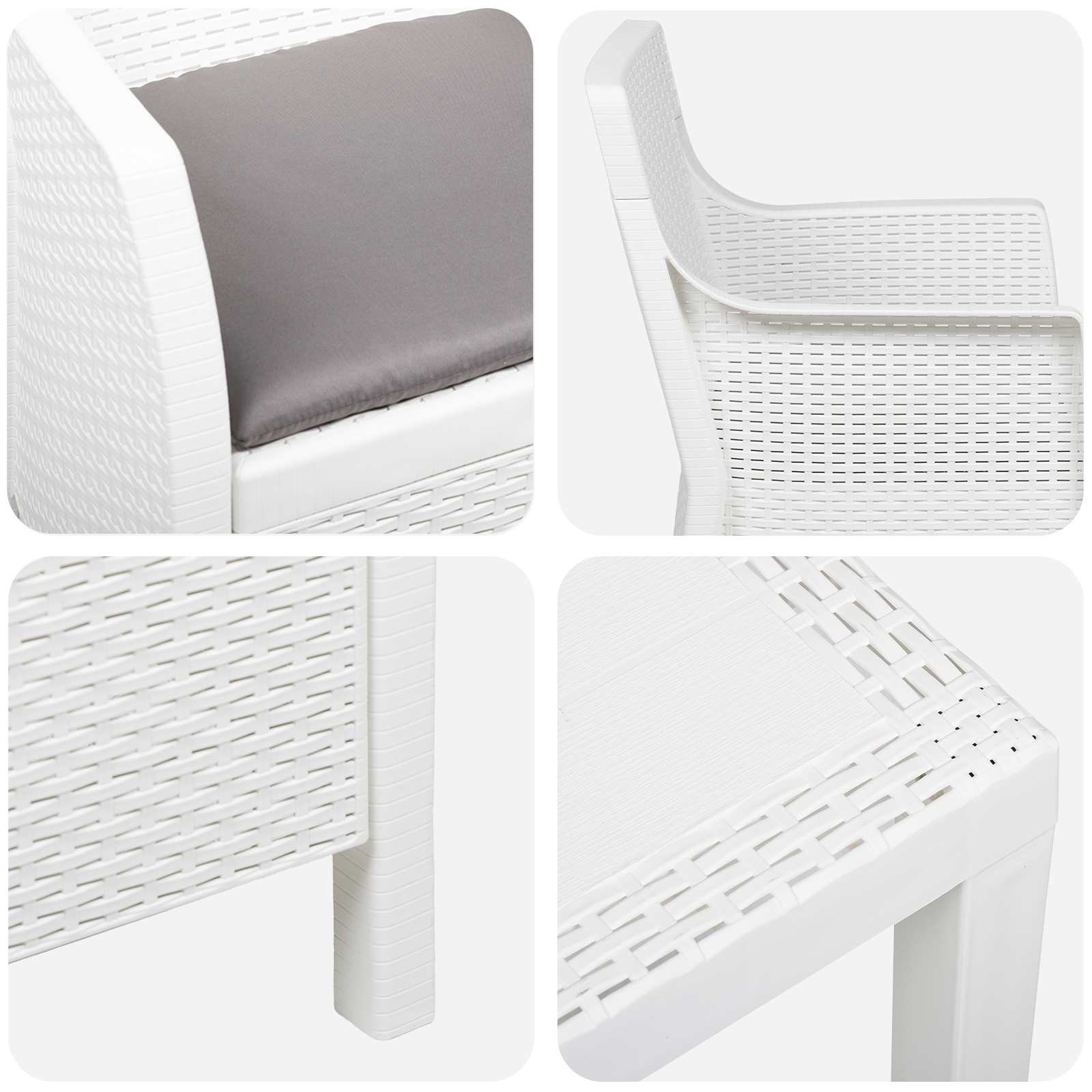 Ensemble salon avec coussin 3 pcs Blanc PP - XIOS
