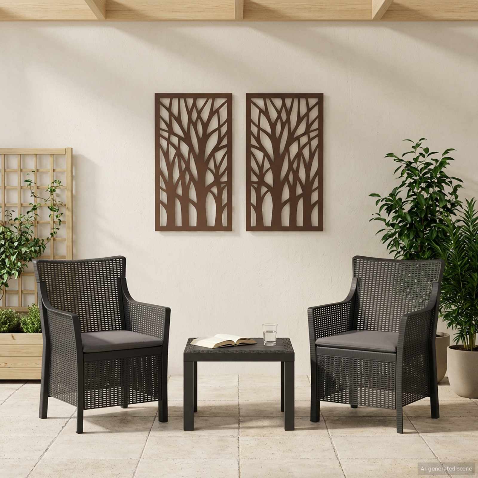 Ensemble salon avec coussin 3 pcs Anthracite PP - XIOS
