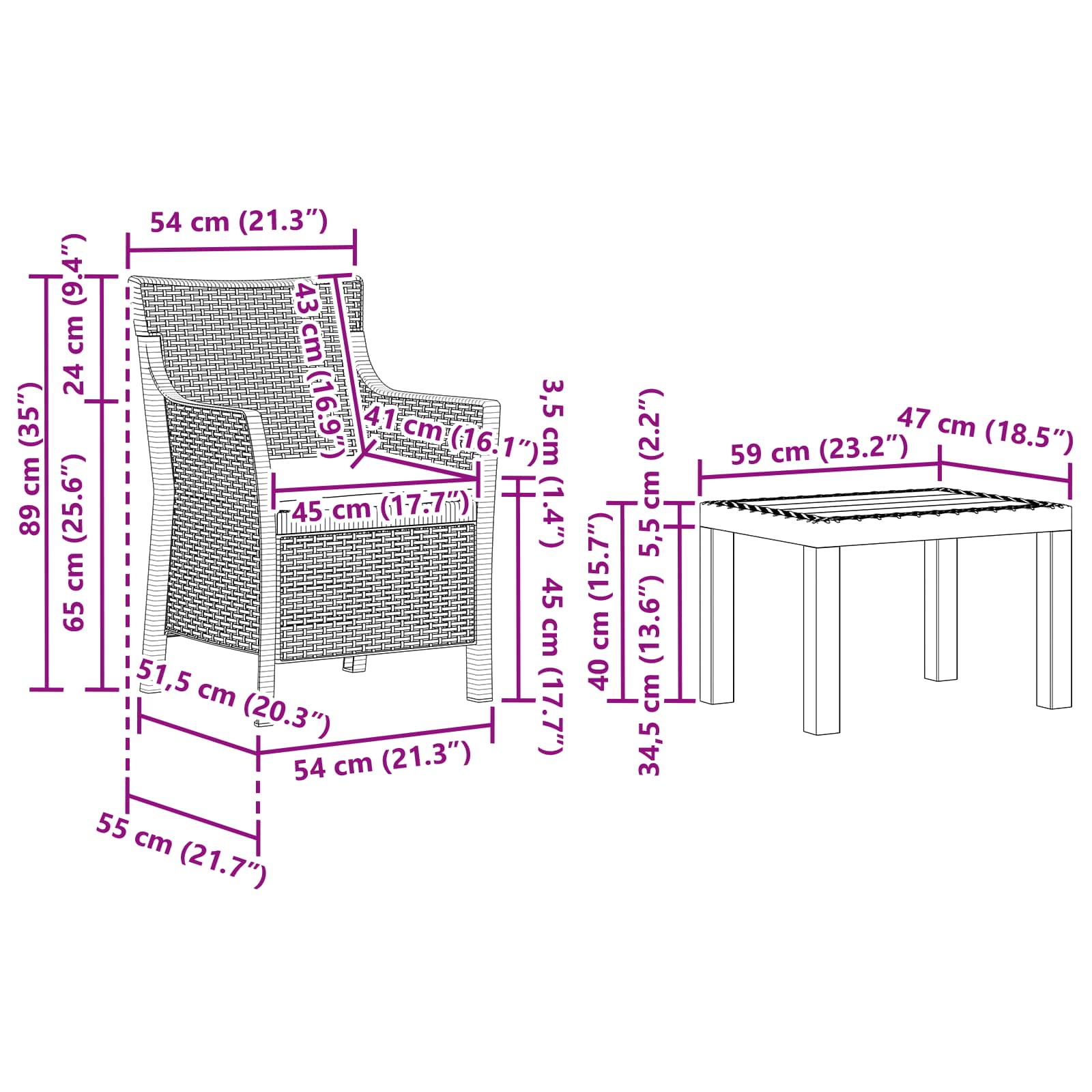 Ensemble salon avec coussin 3 pcs Anthracite PP - XIOS