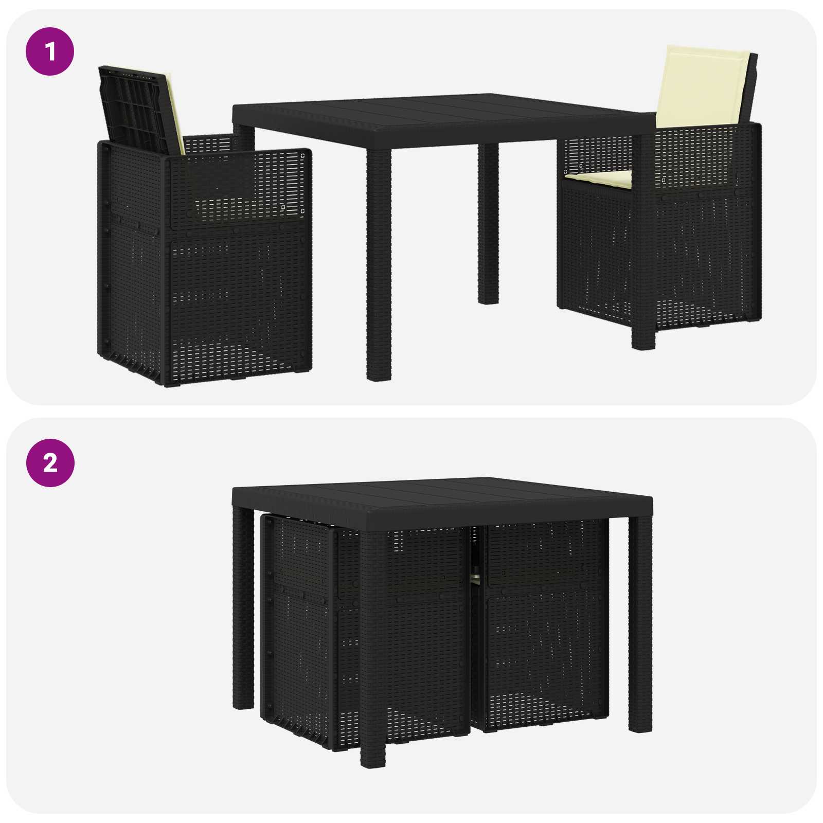 Ensemble de salle à manger pour jardin avec coussin 3 pcs PP - XIOS