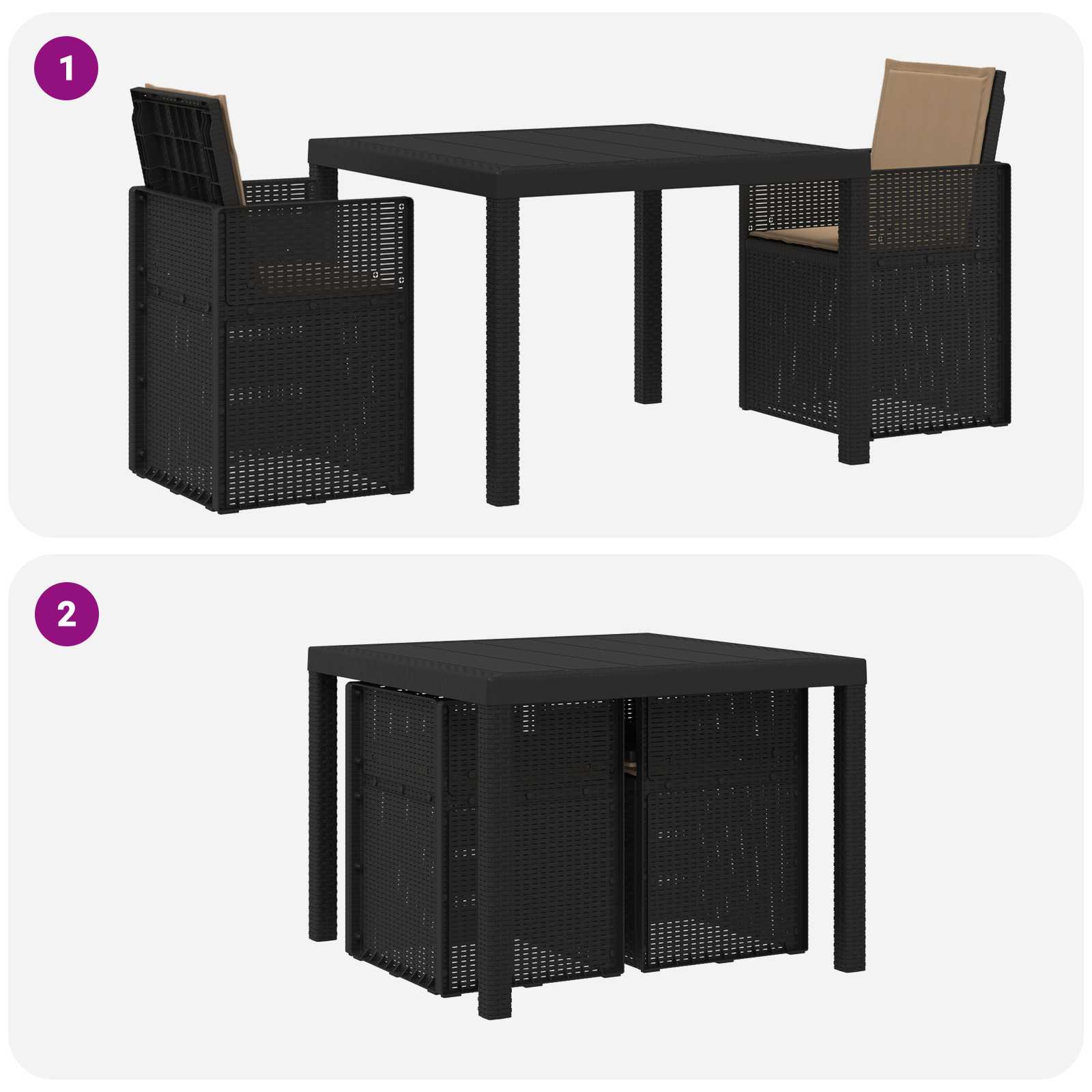 Ensemble de salle à manger pour jardin avec coussin 3 pcs PP - XIOS