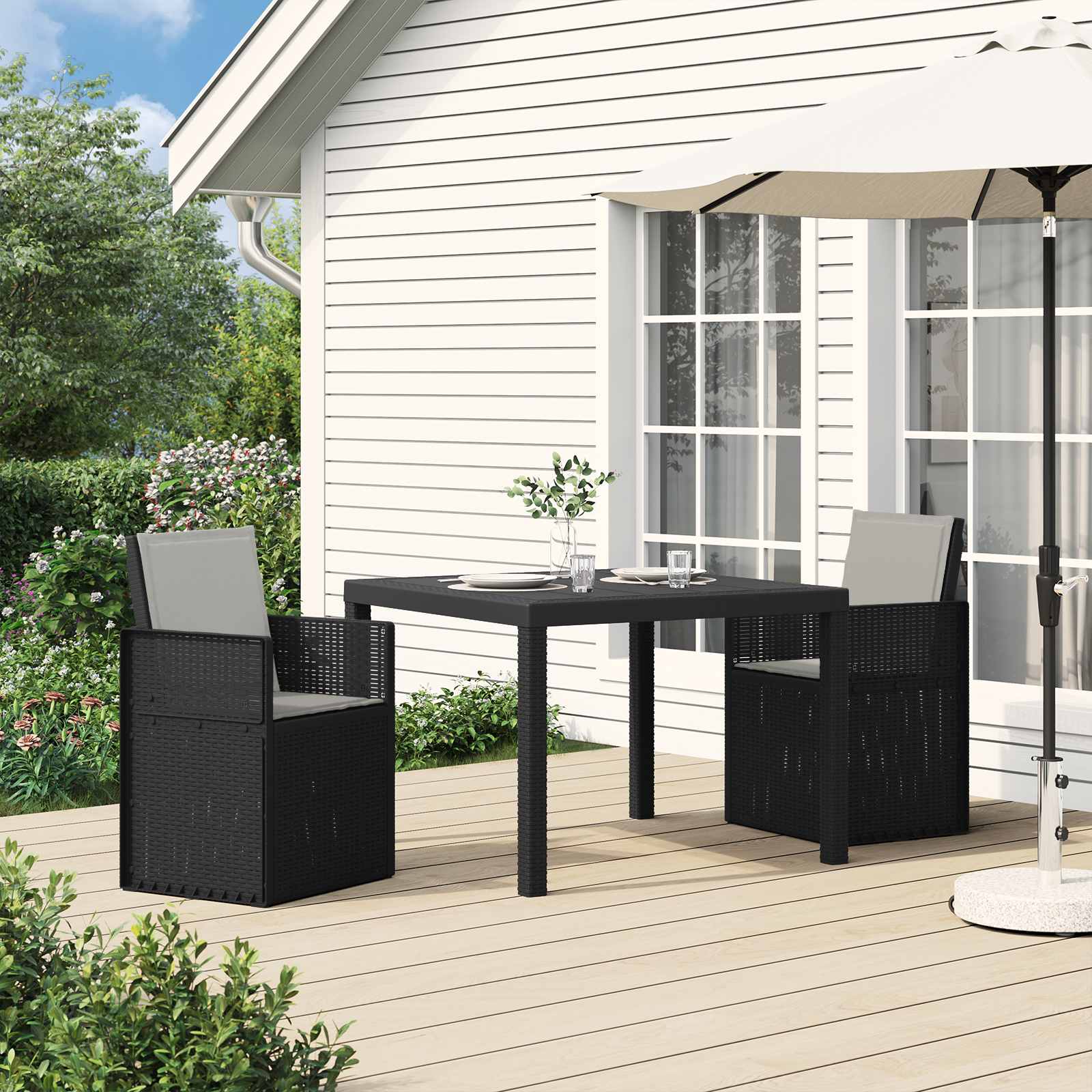 Ensemble de salle à manger pour jardin avec coussin 3 pcs PP - XIOS