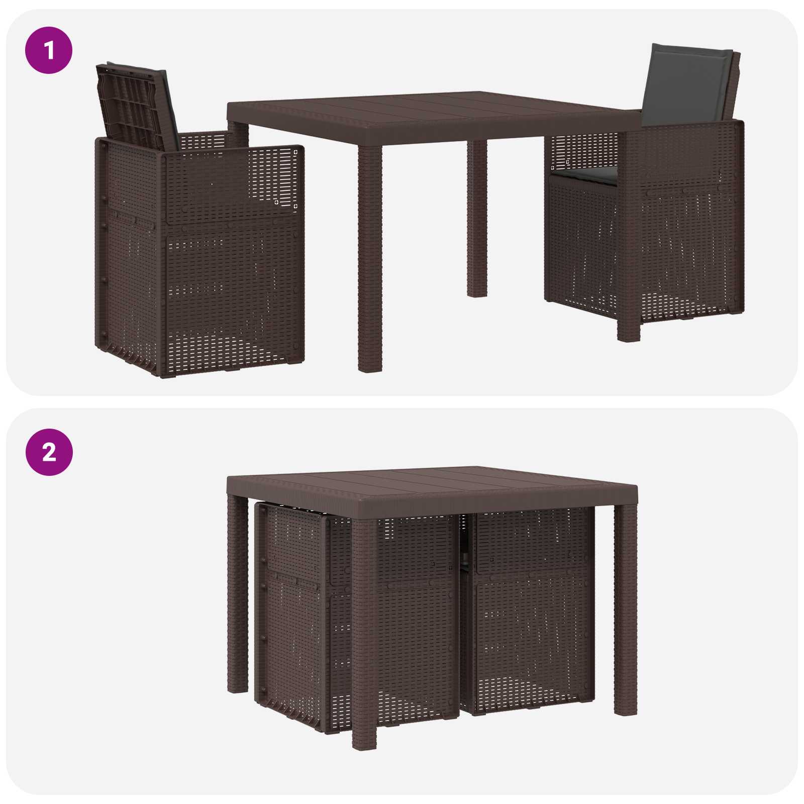Ensemble de salle à manger pour jardin avec coussin 3 pcs PP