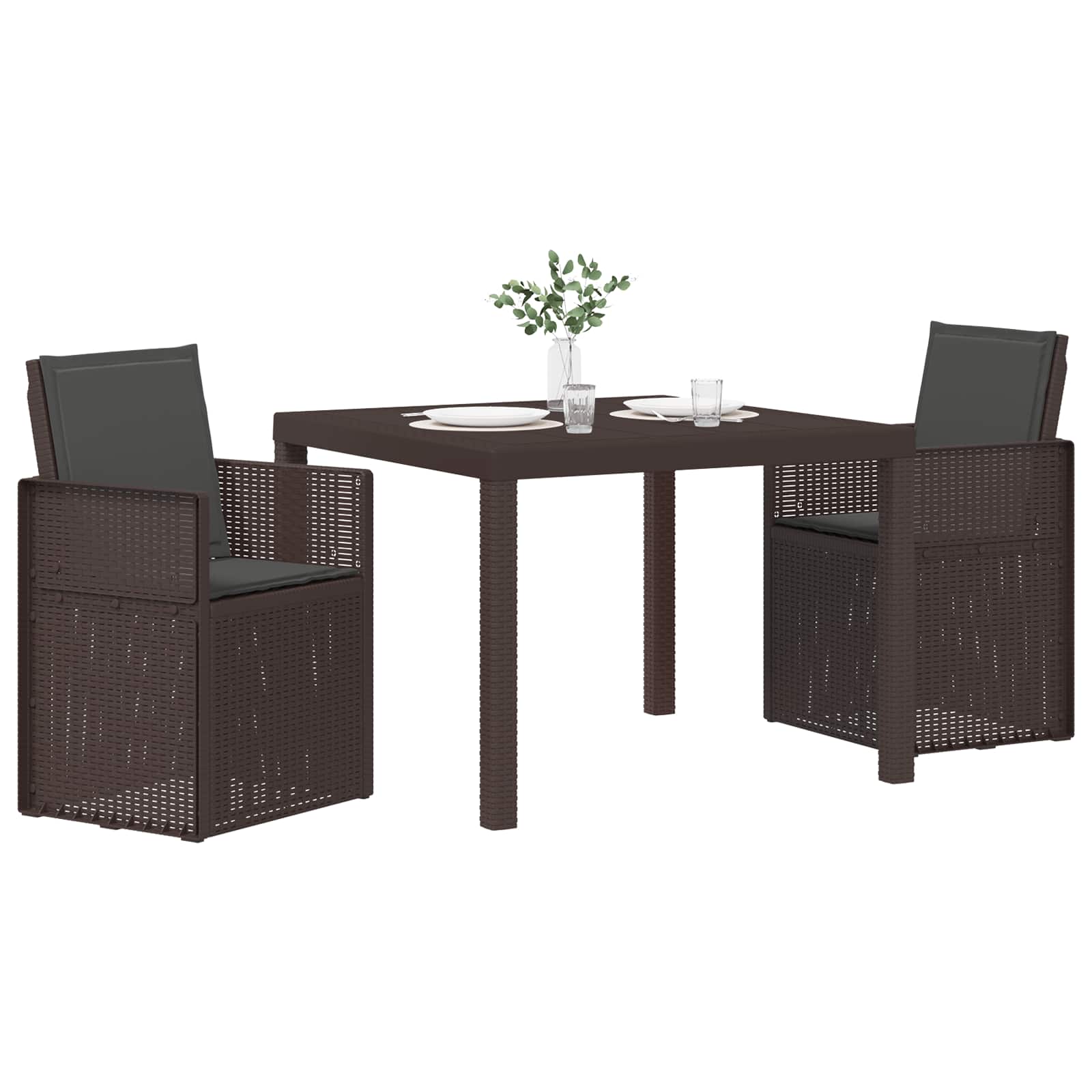 Ensemble de salle à manger pour jardin avec coussin 3 pcs PP