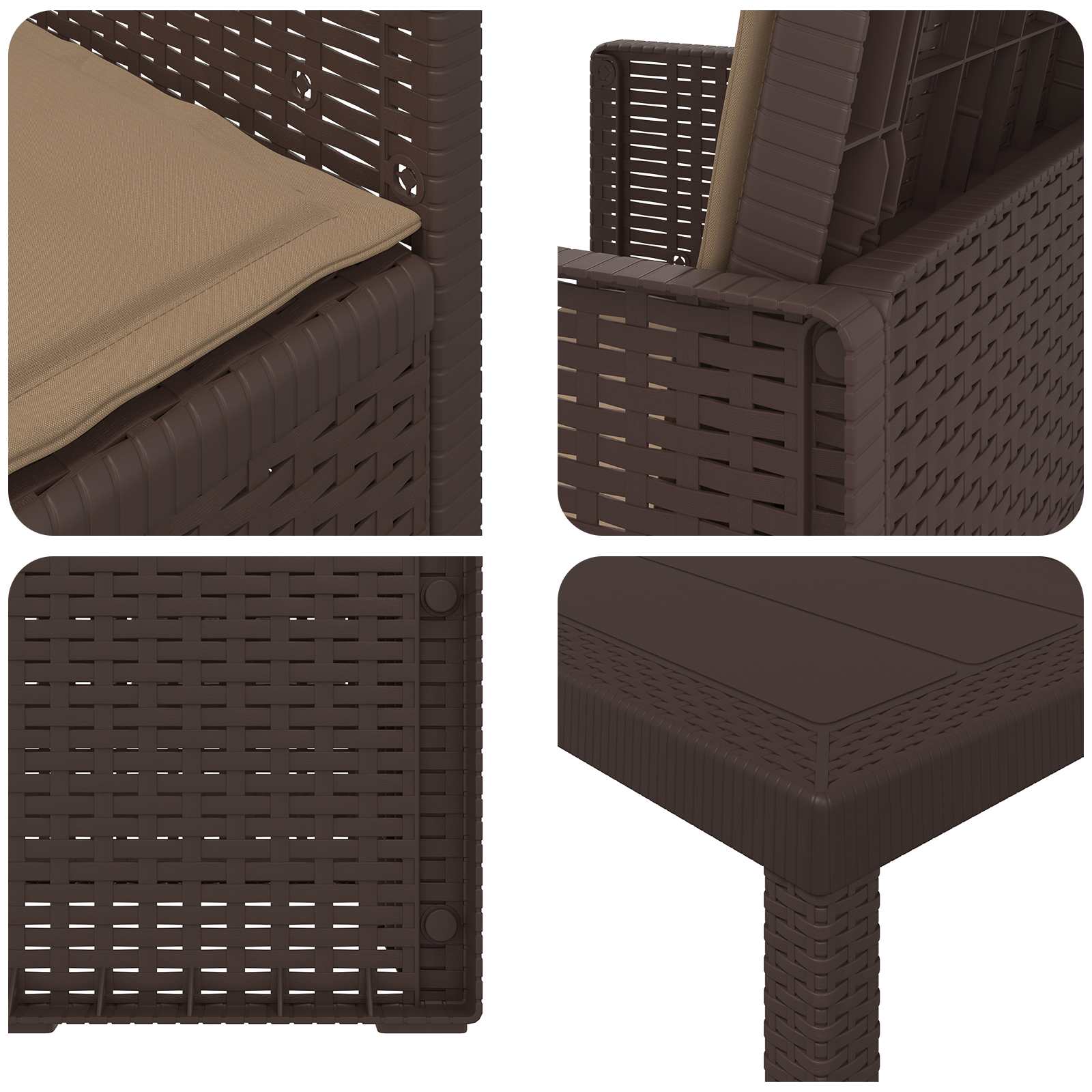 Ensemble de salle à manger pour jardin 3 pcs Marron et taupe PP