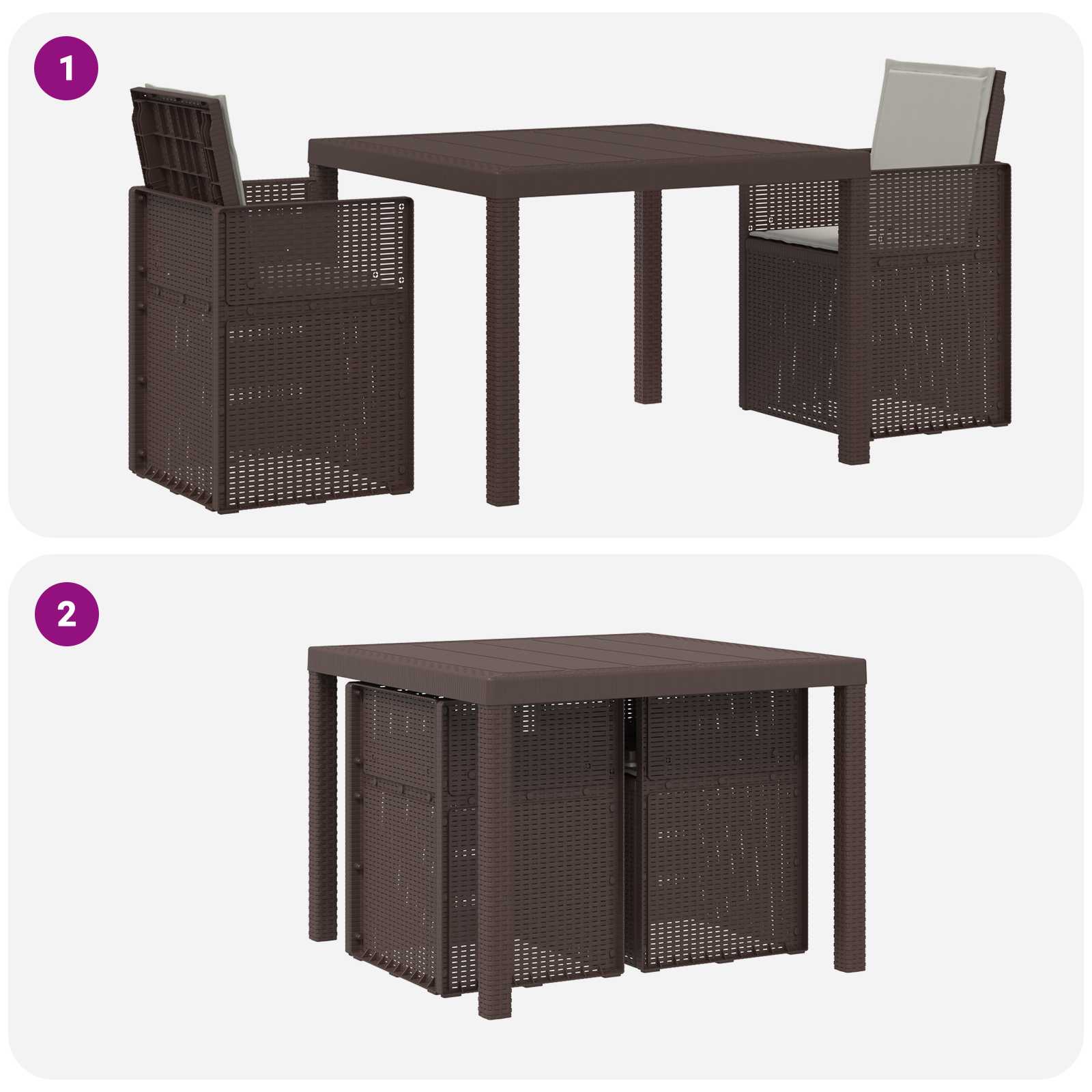Ensemble de salle à manger pour jardin avec coussin 3 pcs PP