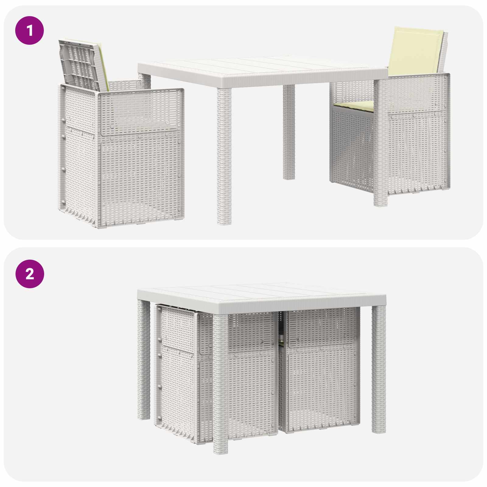 Ensemble de salle à manger pour jardin 3 pc Blanc et crème PP - XIOS