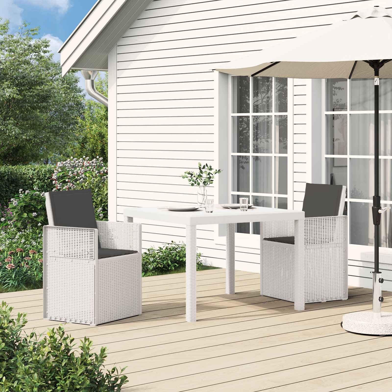 Ensemble de salle à manger pour jardin 3 pc Blanc et anthracite - XIOS
