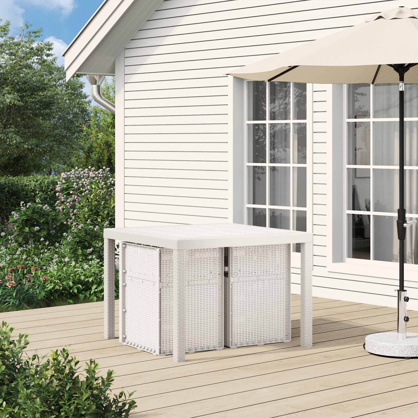 Ensemble de salle à manger pour jardin 3 pc Blanc et anthracite - XIOS