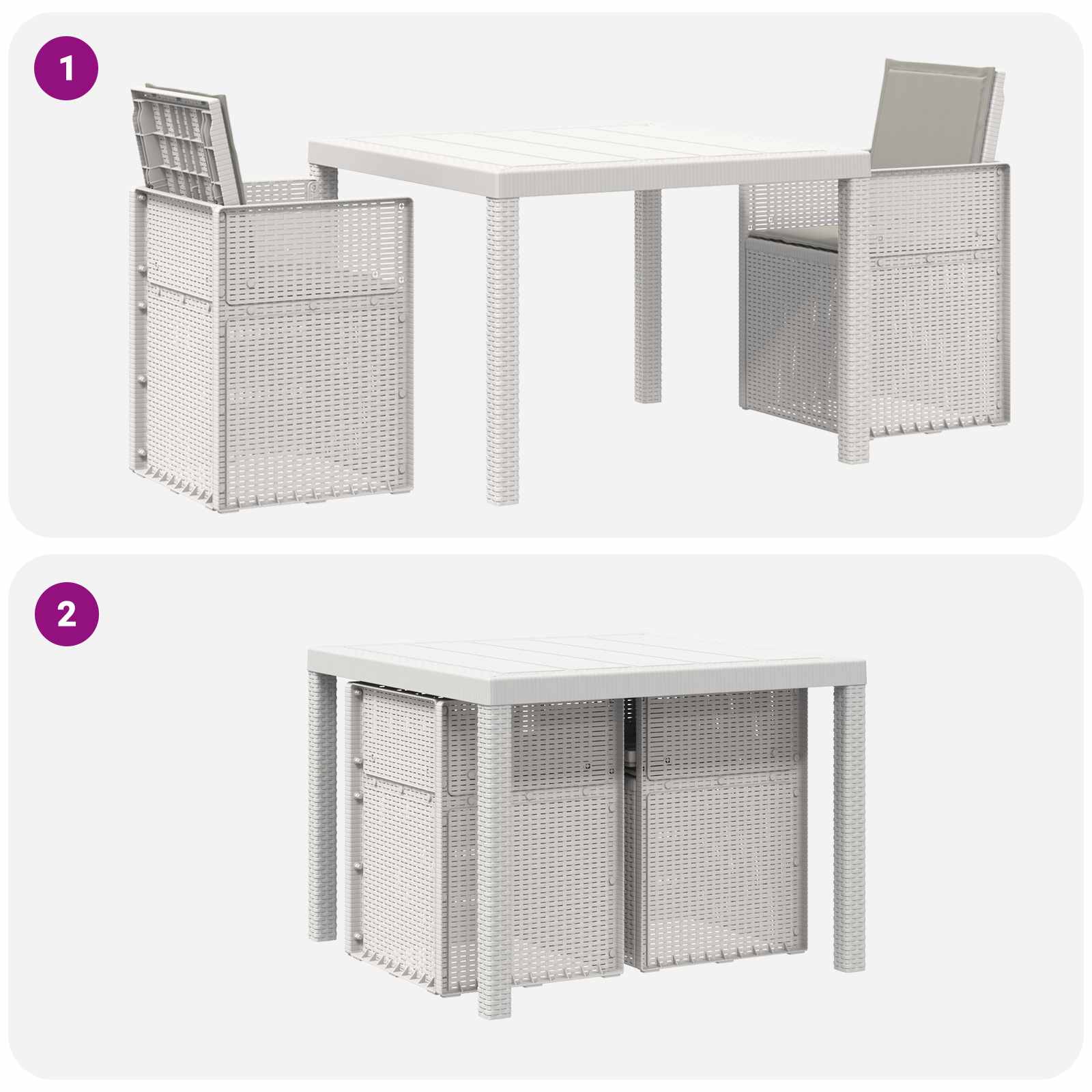 Ensemble de salle à manger pour jardin 3 pc Blanc et gris clair - XIOS