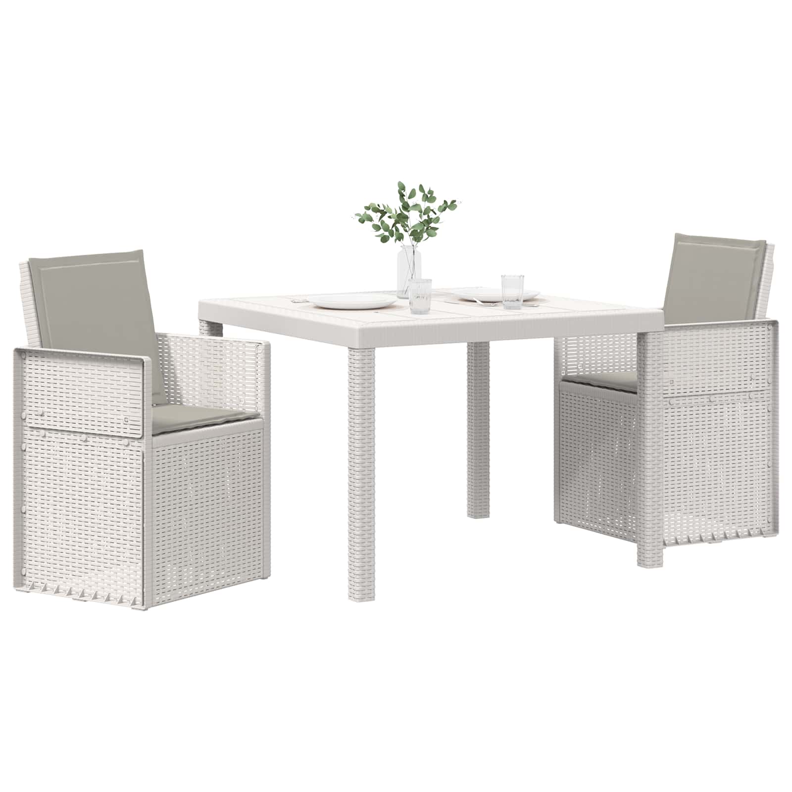 Ensemble de salle à manger pour jardin 3 pc Blanc et gris clair - XIOS