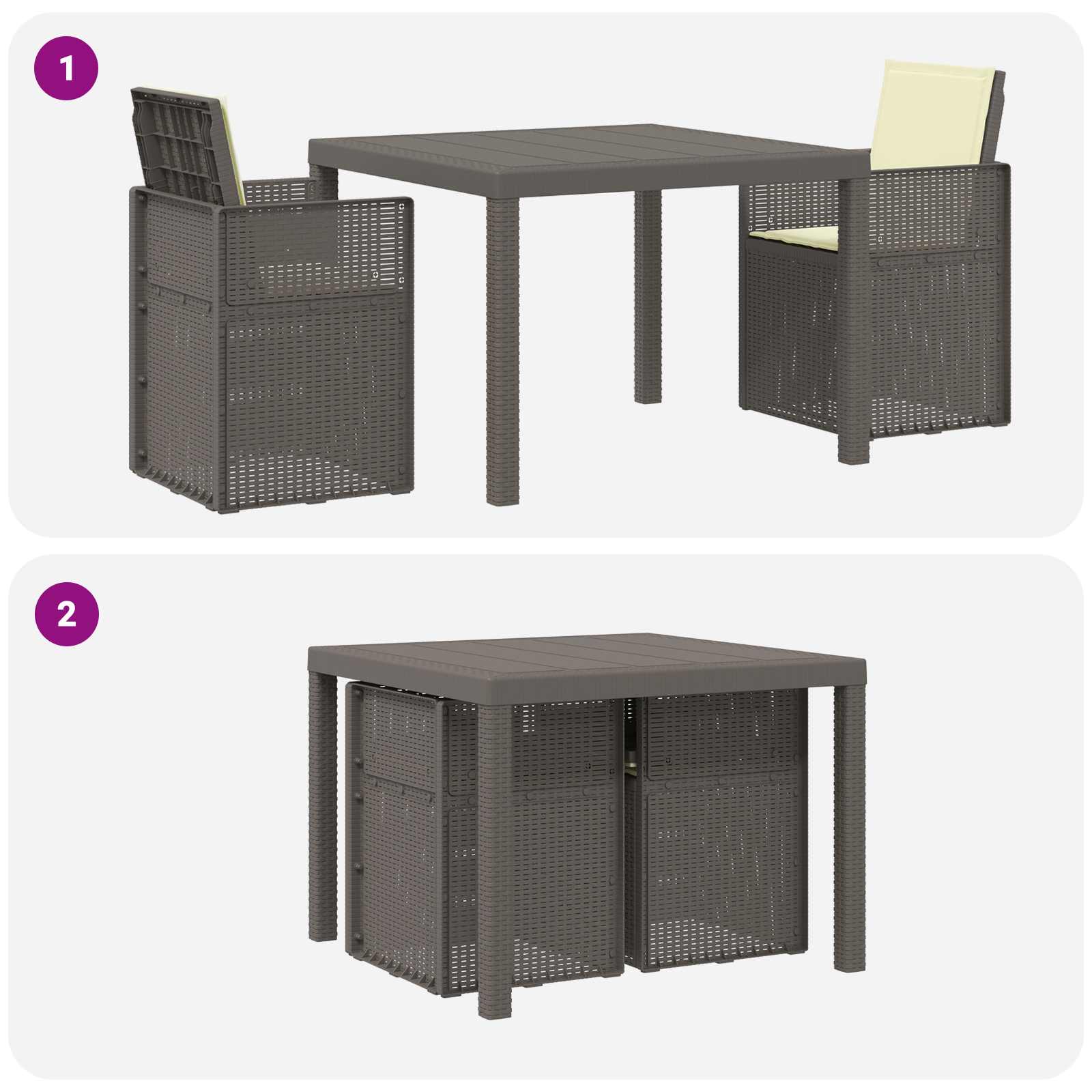 Ensemble de salle à manger pour jardin 3 pc Gris clair et Crème - XIOS