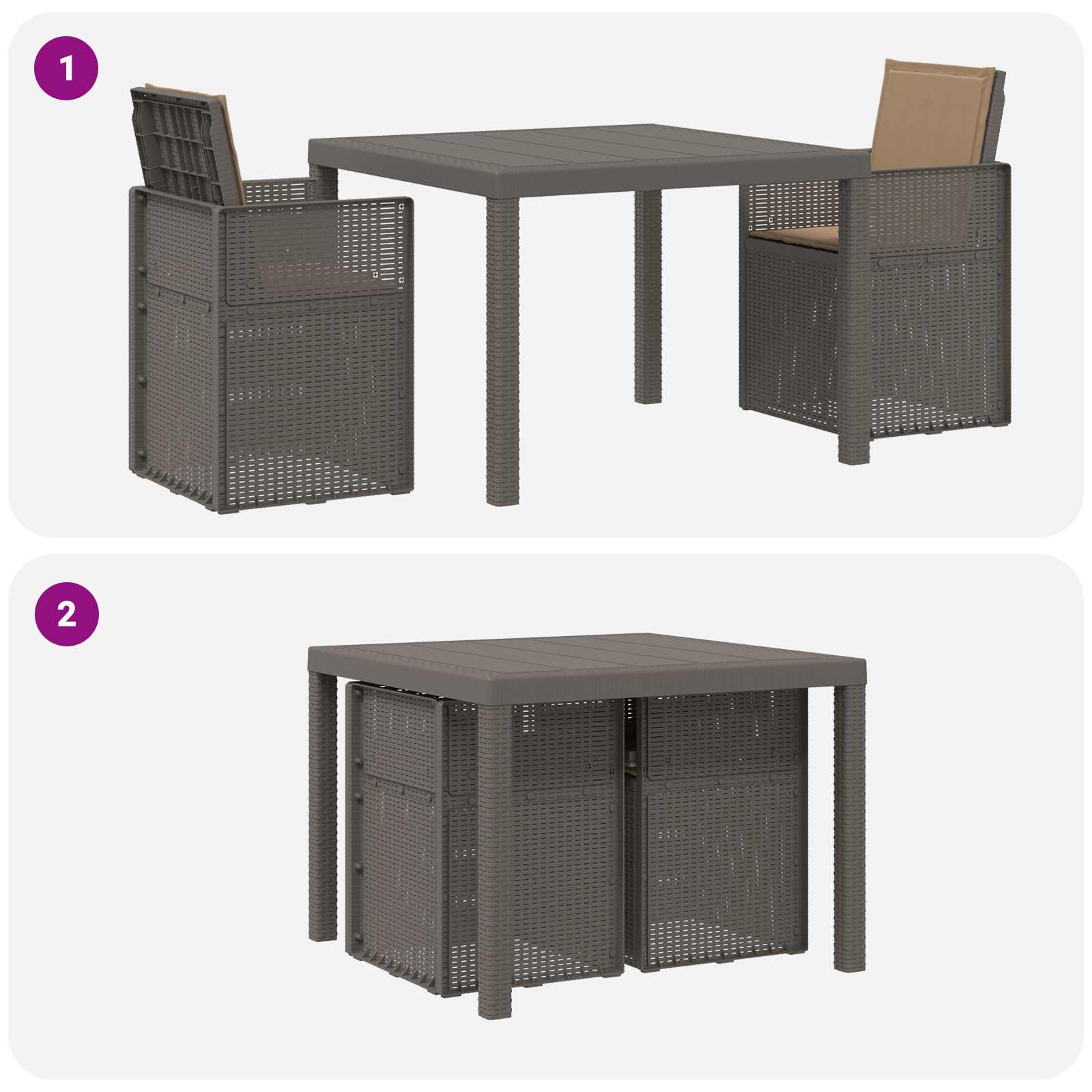 Ensemble de salle à manger pour jardin 3 pc Gris clair et Taupe - XIOS