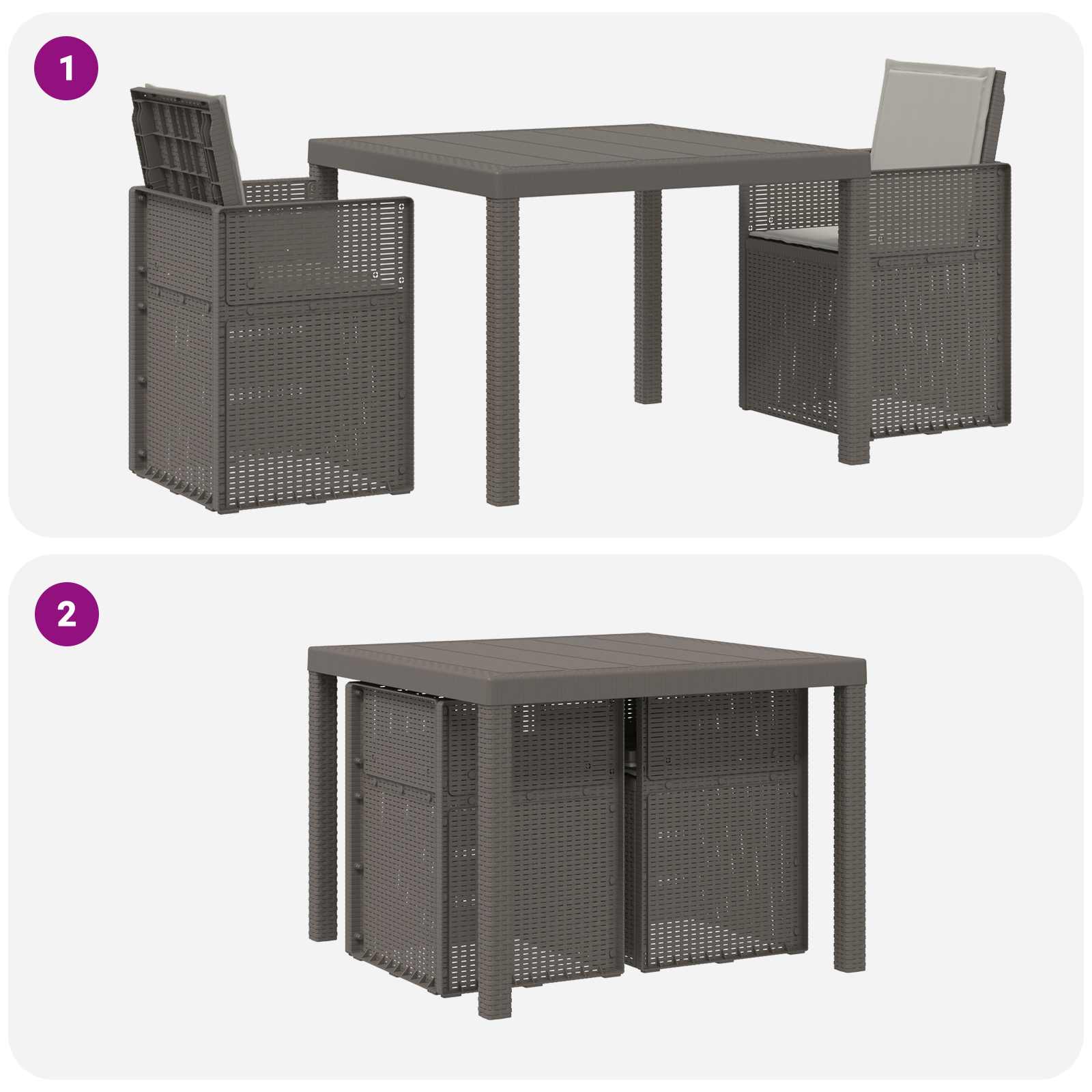 Ensemble de salle à manger pour jardin 3 pc Gris clair PP - XIOS