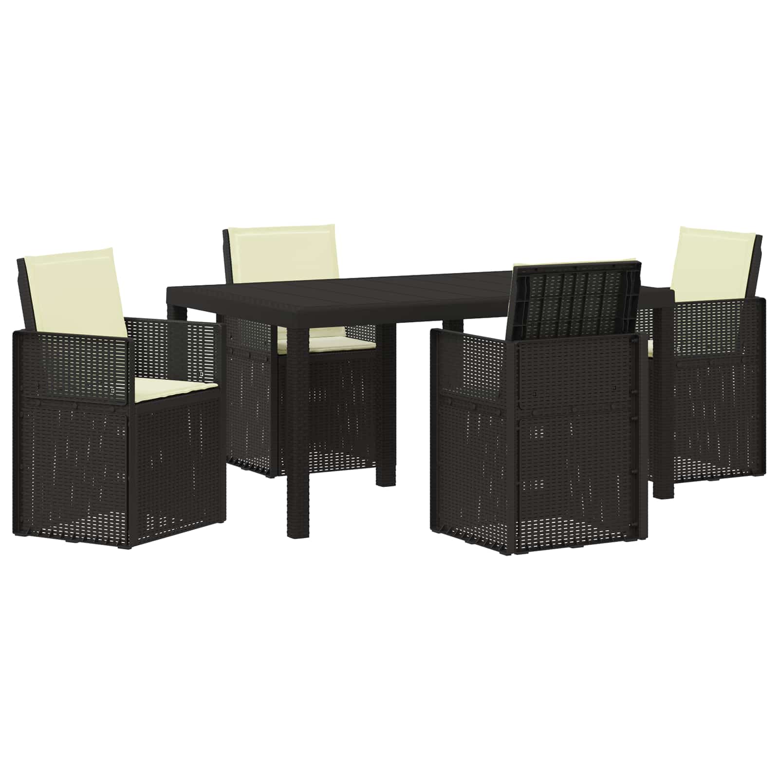 Ensemble de salle à manger pour jardin avec coussin 5 pcs PP